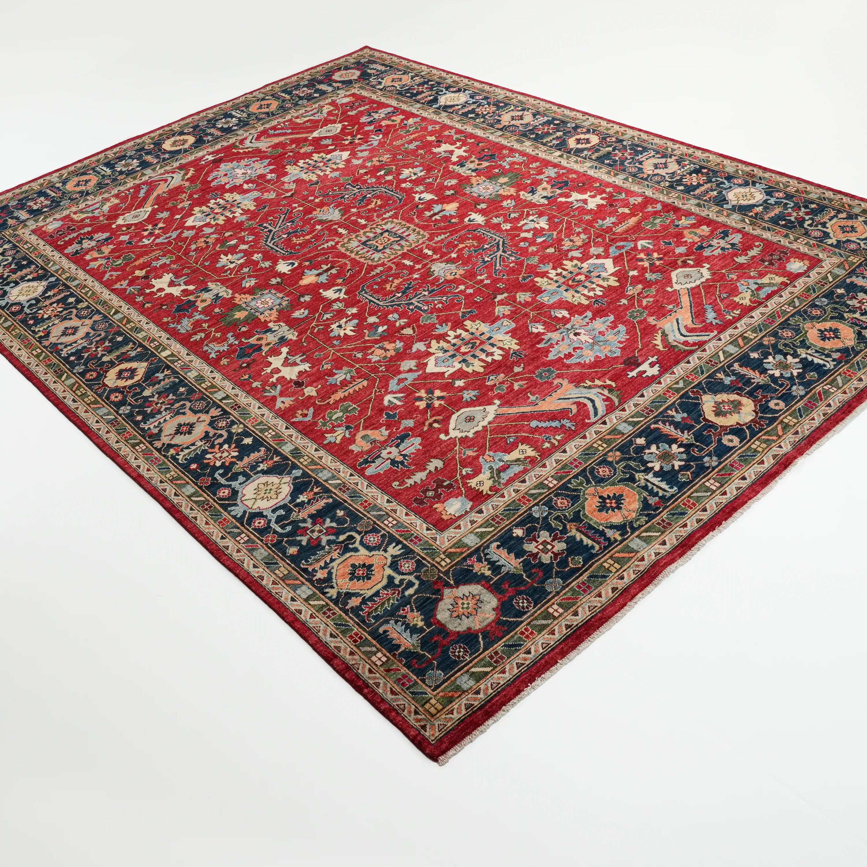 Mihman Series Handwoven Anatolian Patterned Red Wool Rug