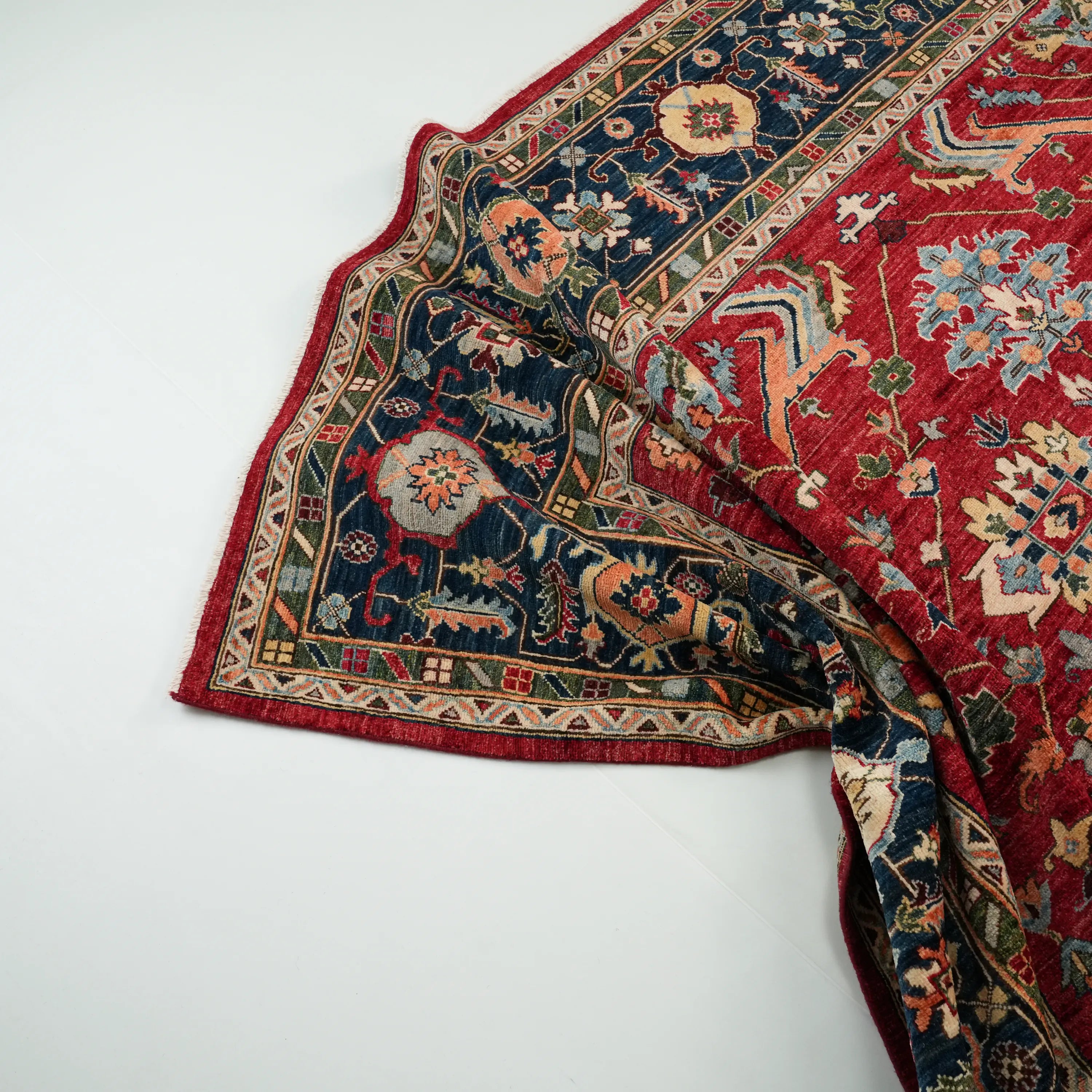 Mihman Series Handwoven Anatolian Patterned Red Wool Rug