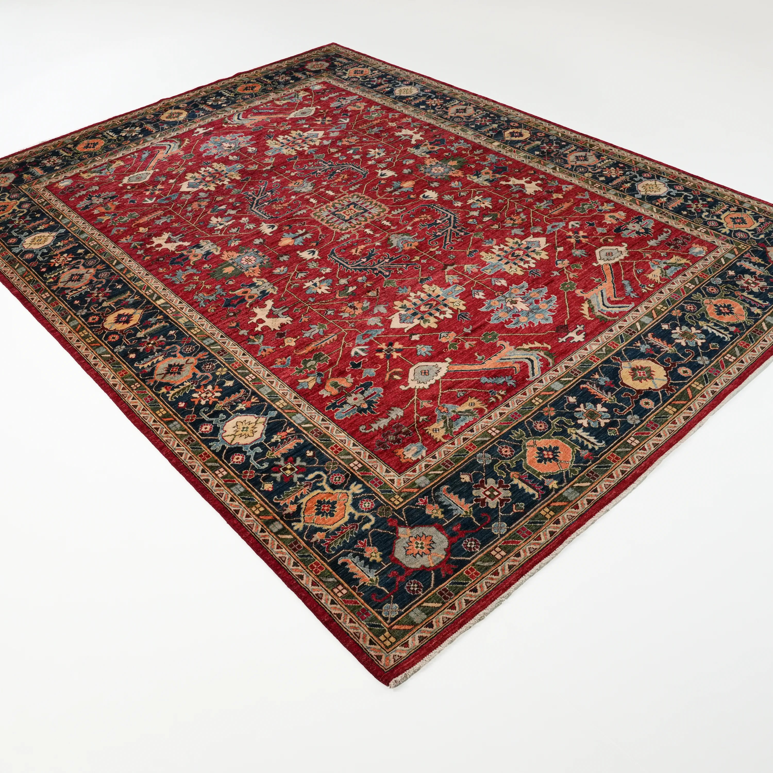 Mihman Series Handwoven Anatolian Patterned Red Wool Rug