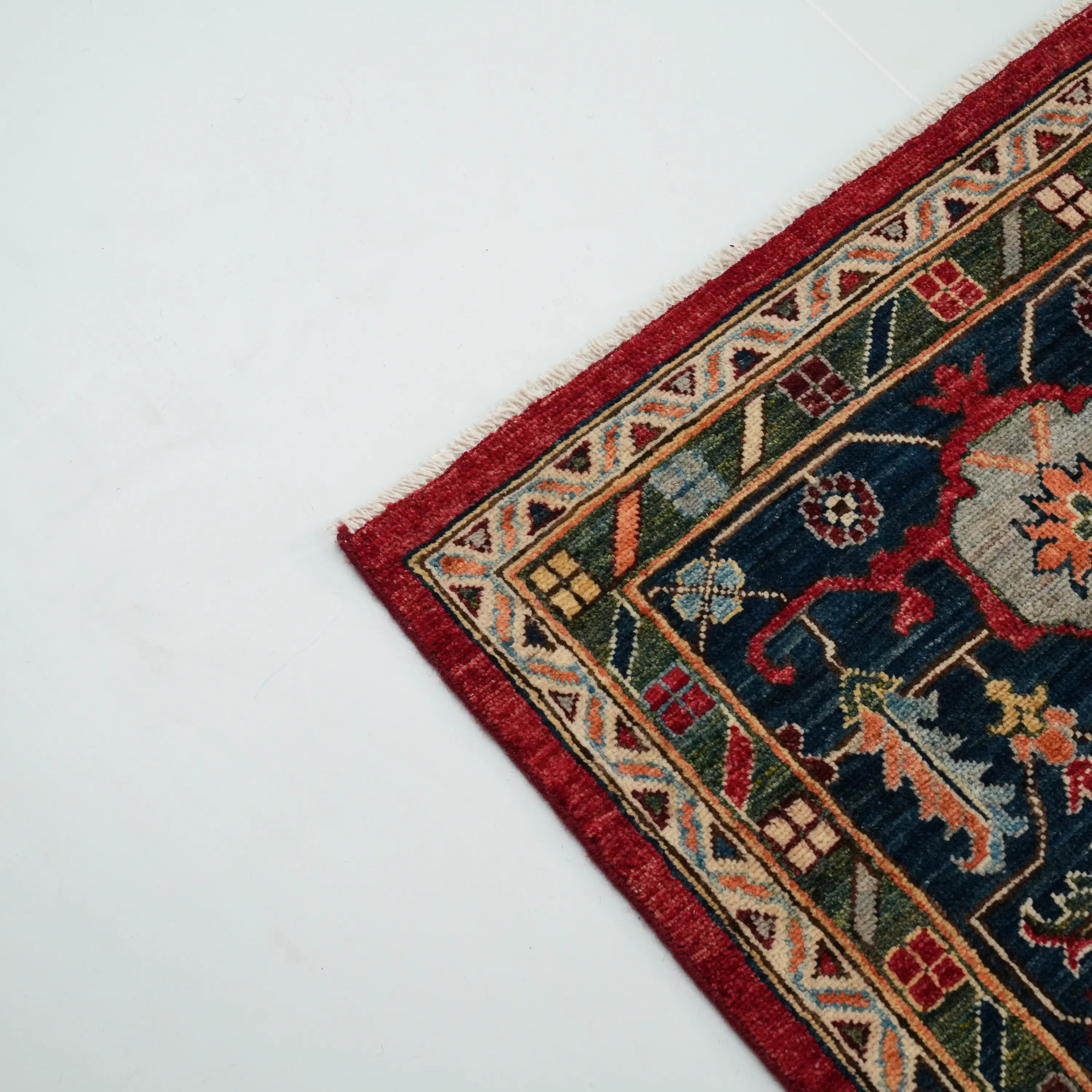 Mihman Series Handwoven Anatolian Patterned Red Wool Rug