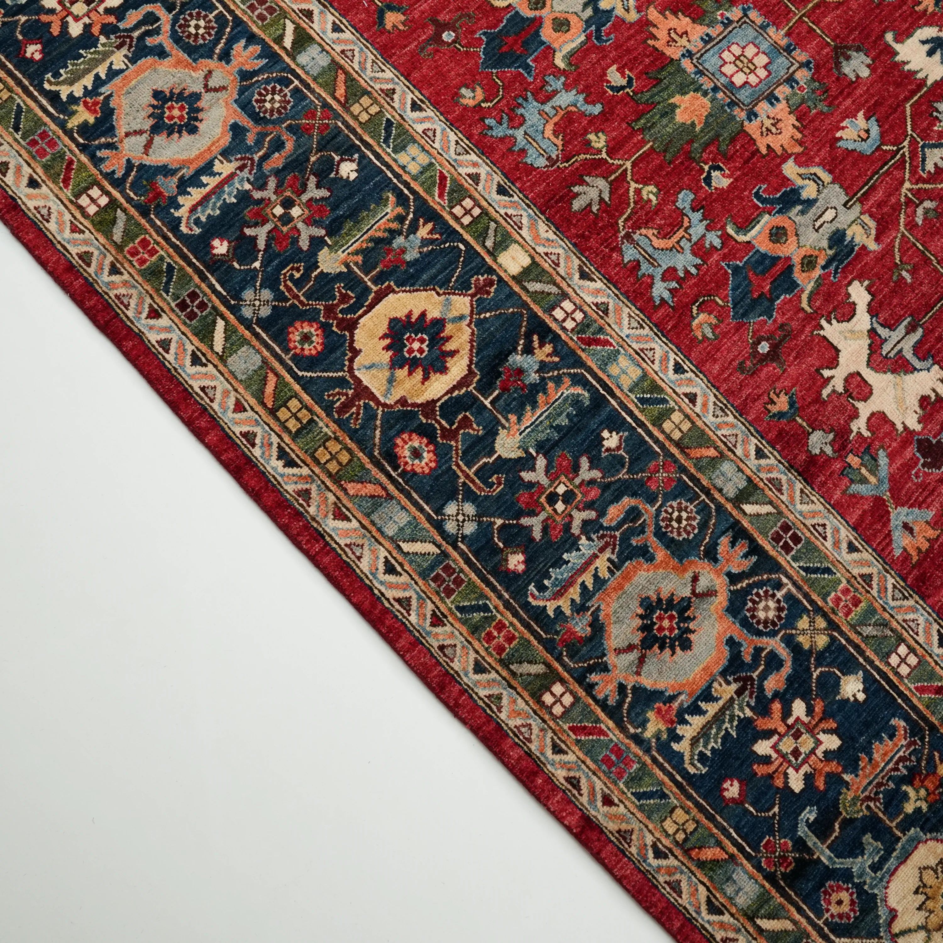Mihman Series Handwoven Anatolian Patterned Red Wool Rug