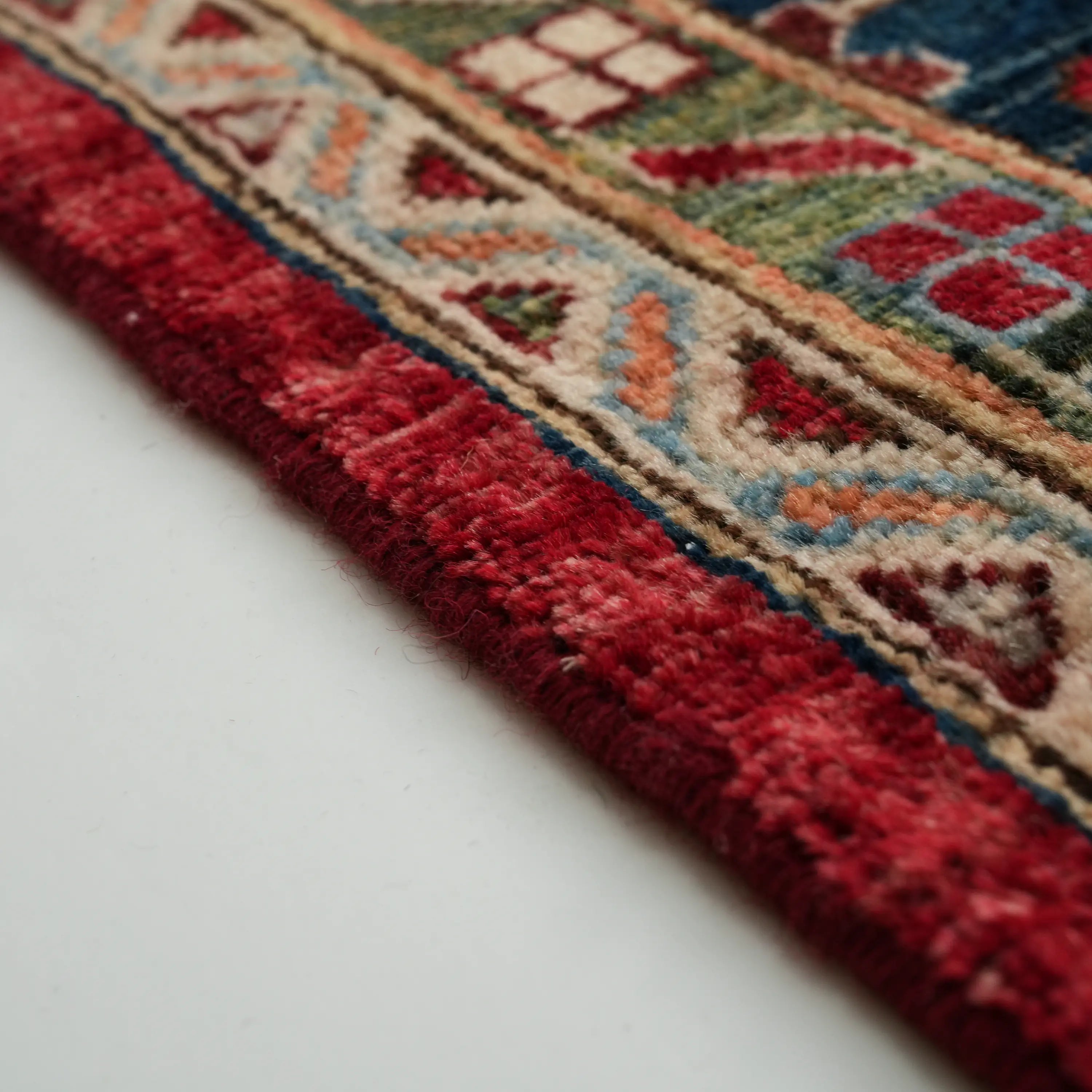 Mihman Series Handwoven Anatolian Patterned Red Wool Rug