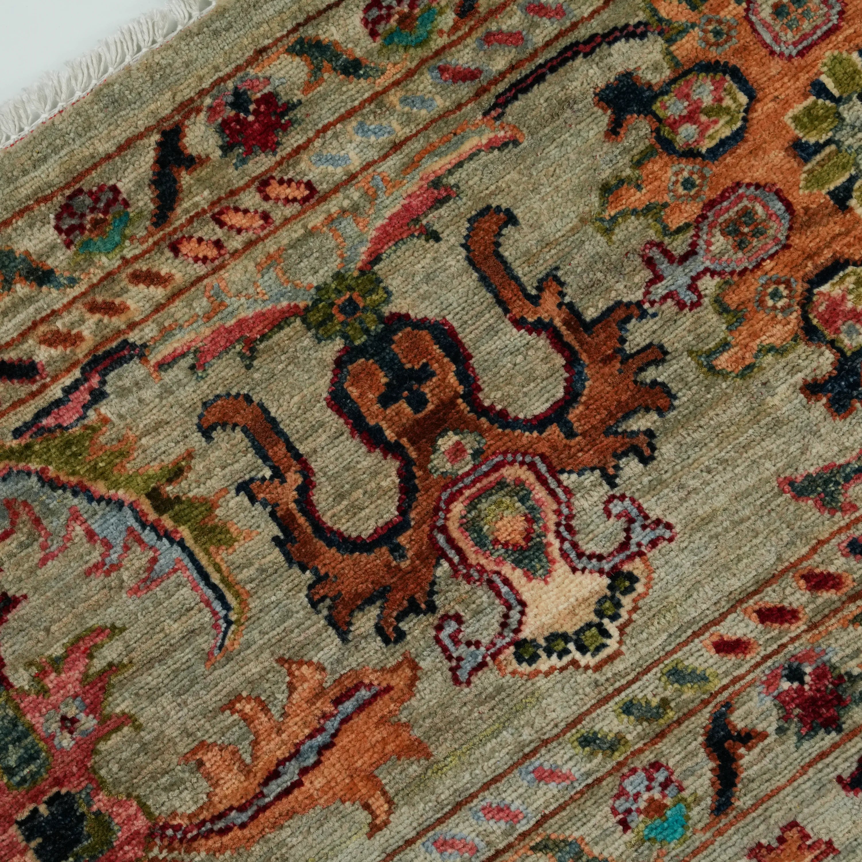 Mihman Series Handwoven Uşak Patterned Wool Mink Rug