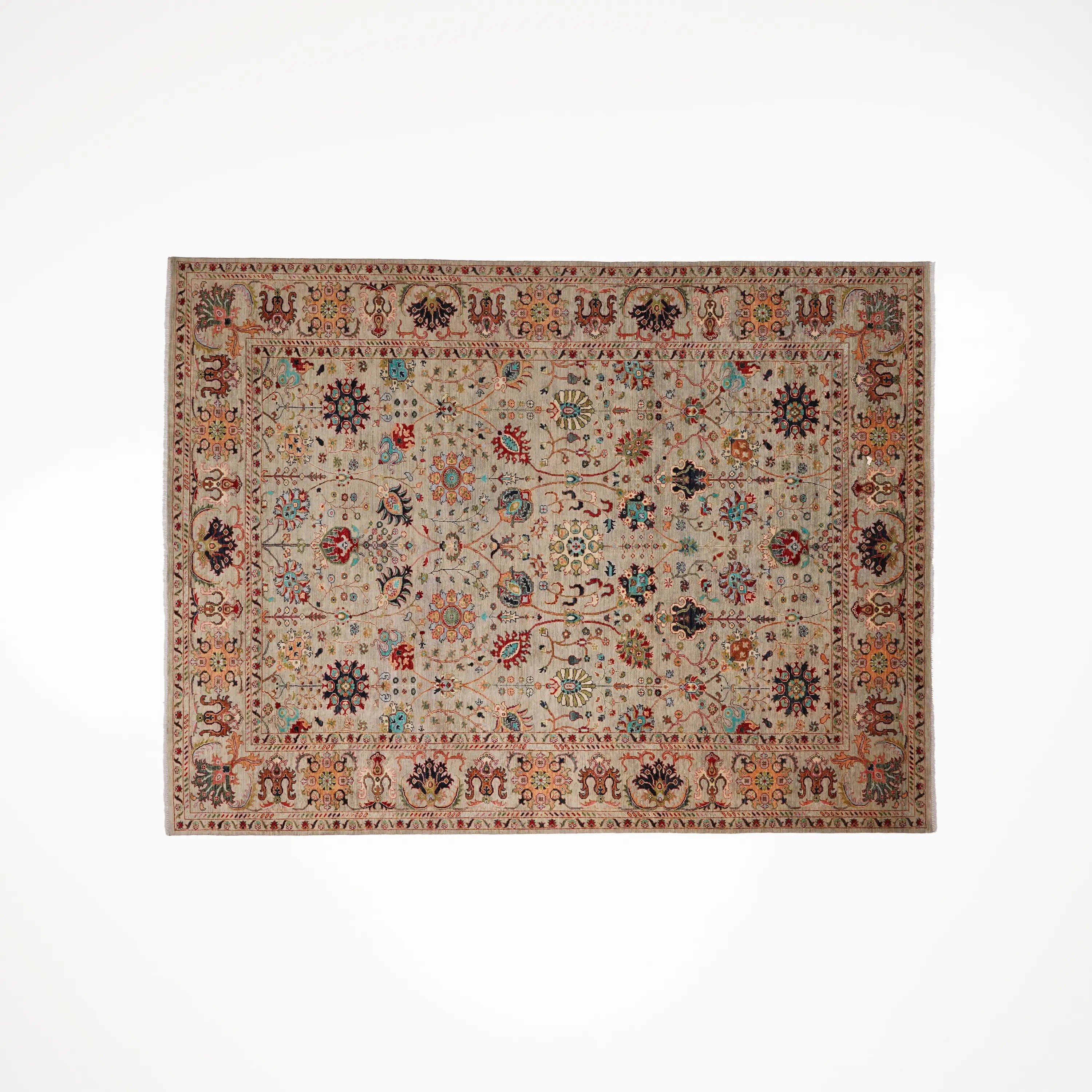 Mihman Series Handwoven Uşak Patterned Wool Mink Rug