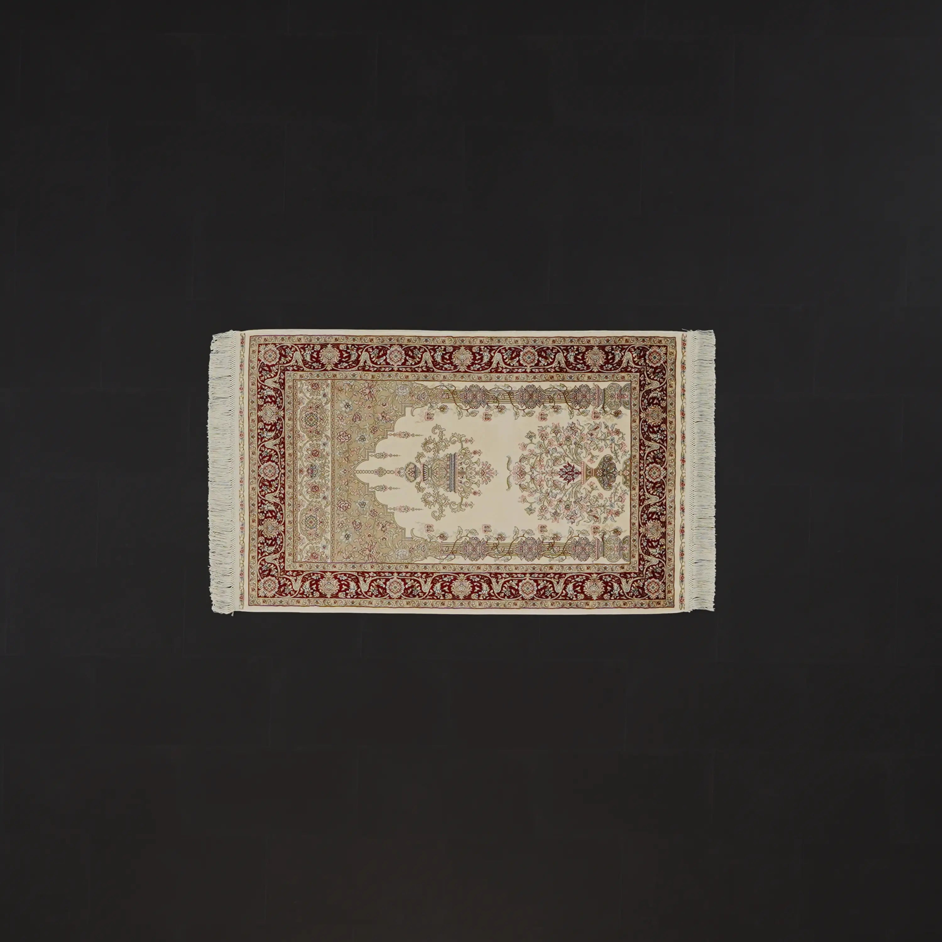 Mihrap Desenli Krem Viskon Halı Seccade