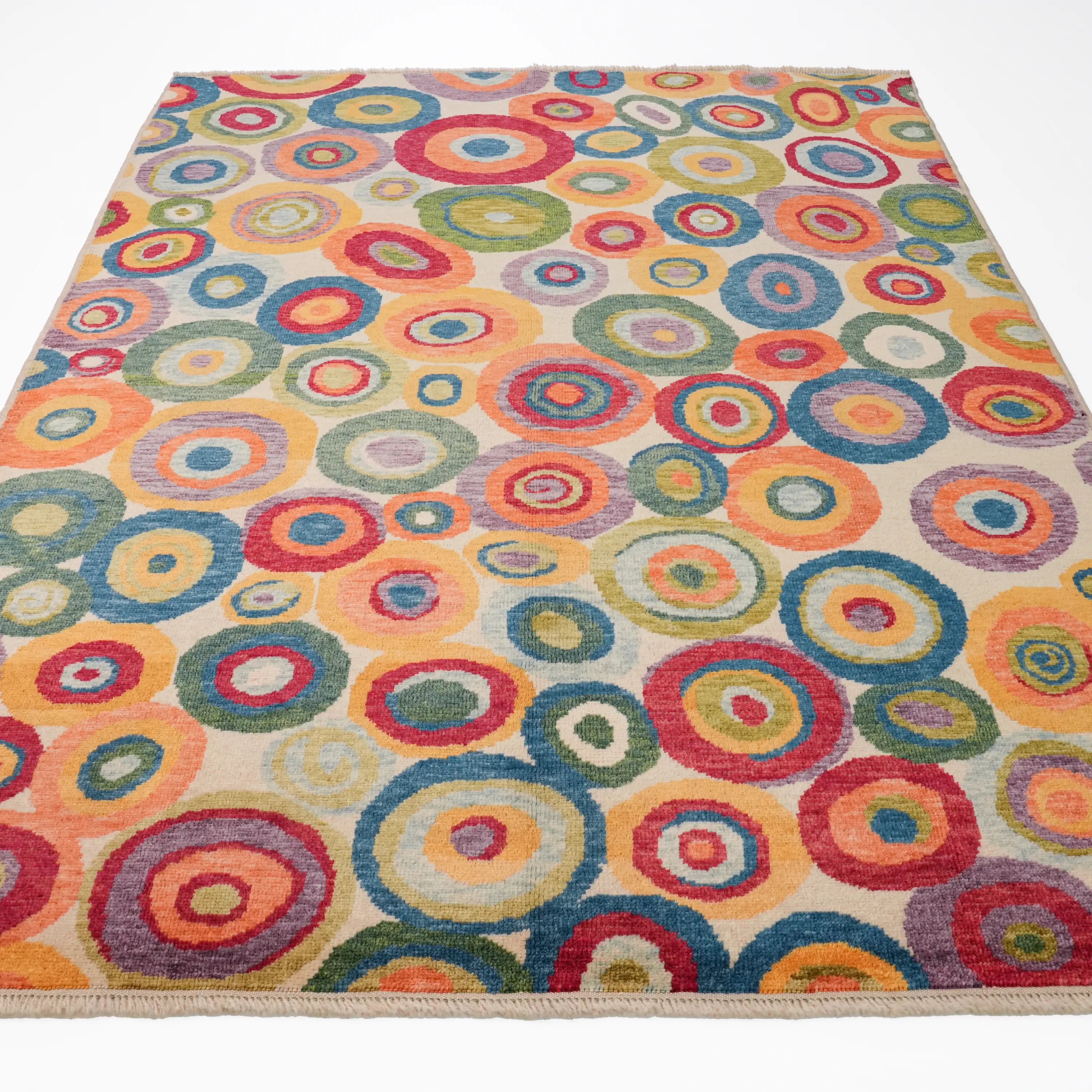 Nazar Serisi El Dokuma Soyut Desenli Rengarenk Halı