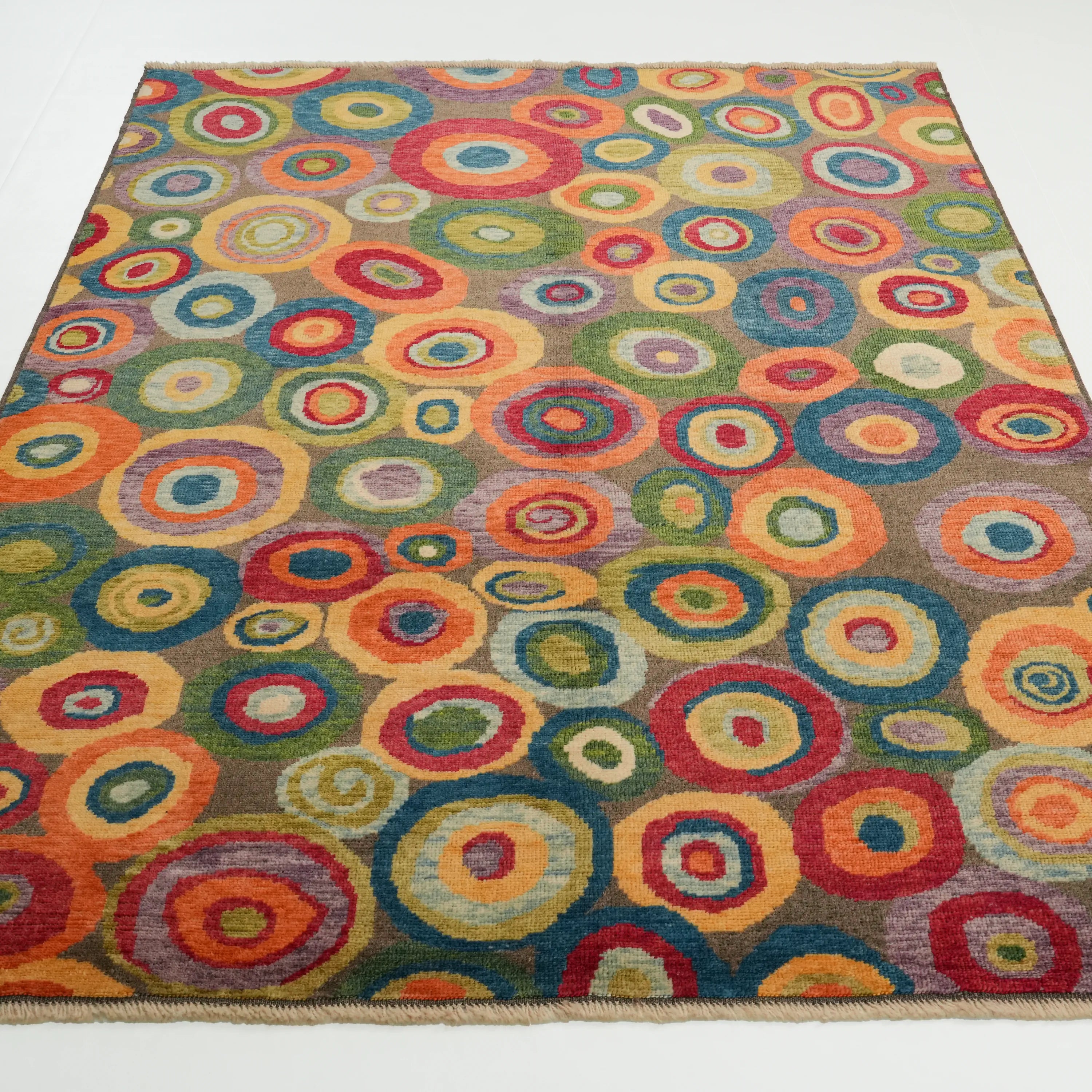 Nazar Serisi El Dokuma Soyut Desenli Rengarenk Yün Halı