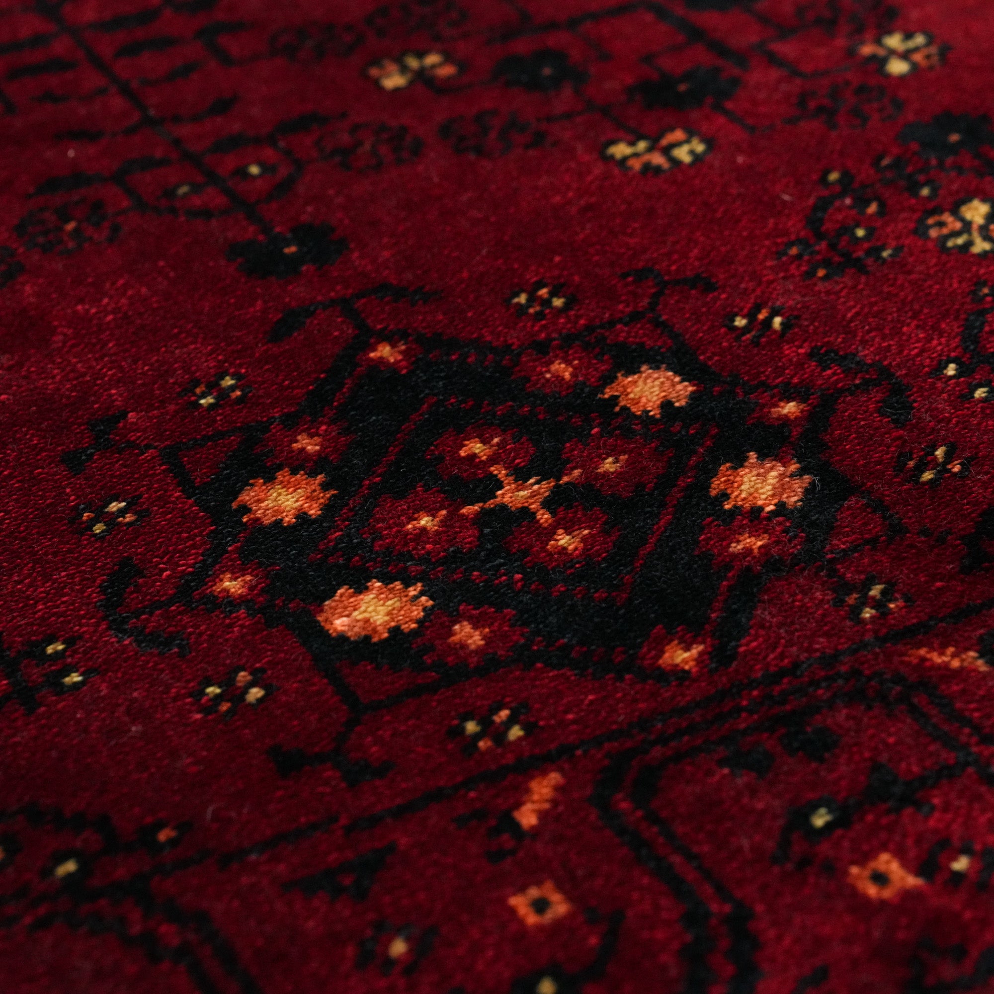 Nostalgia Series Afghan Turkmen Patterned Loom Woven Tencel Round Rug