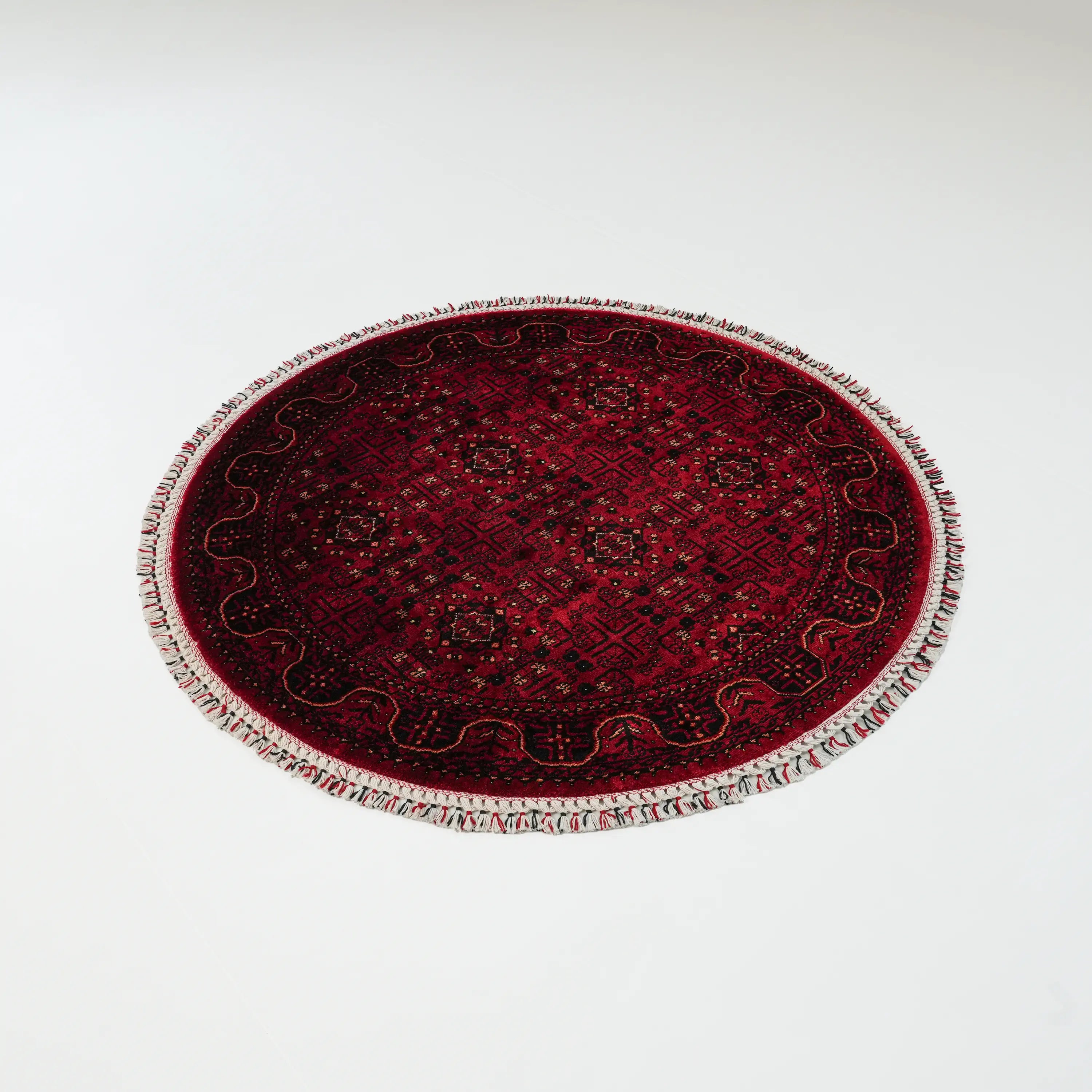 Nostalji Serisi Afgan Türkmen Desenli Yuvarlak Tezgah Dokuma Halı