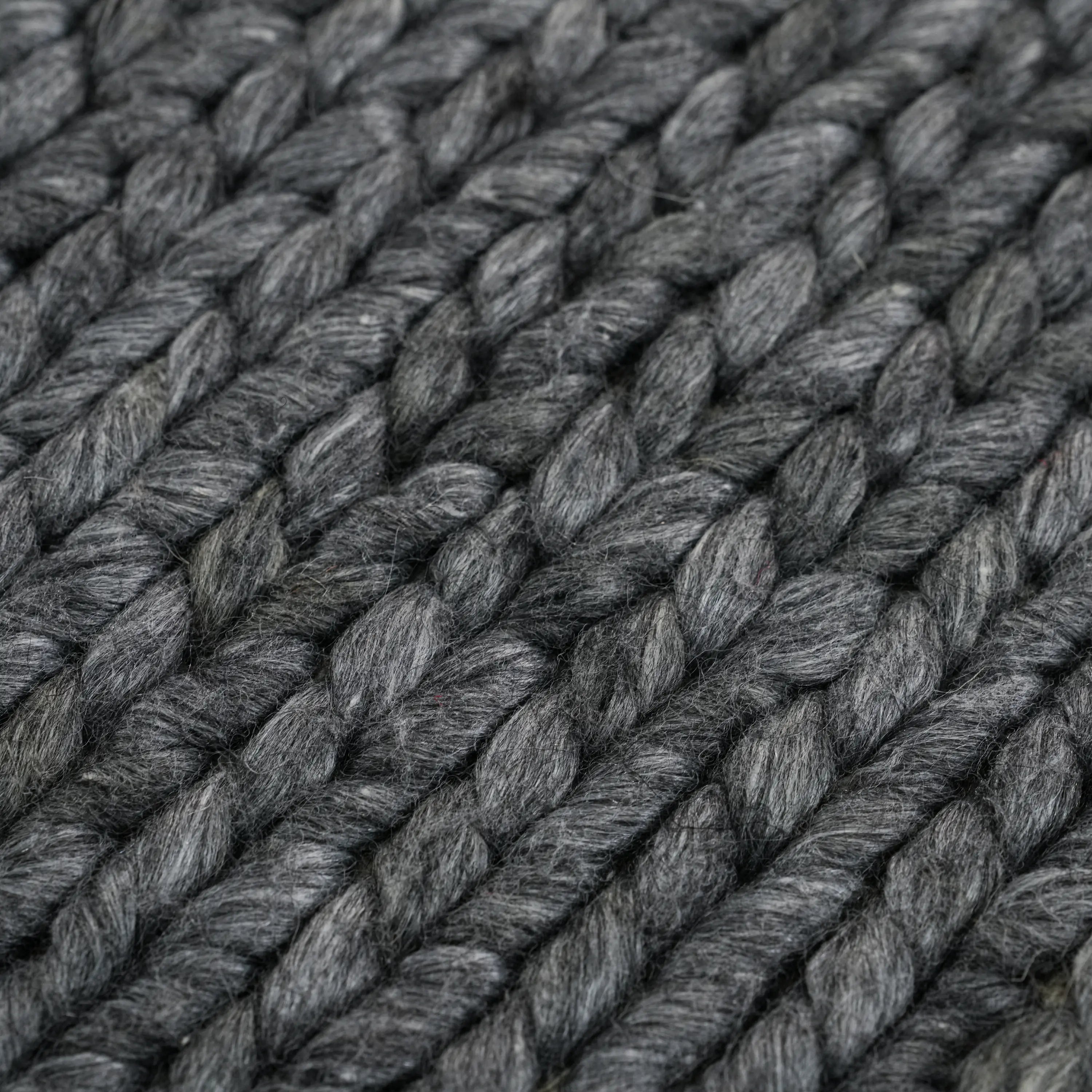 Örge Series Handwoven Striped Pattern Anthracite Wool Rug