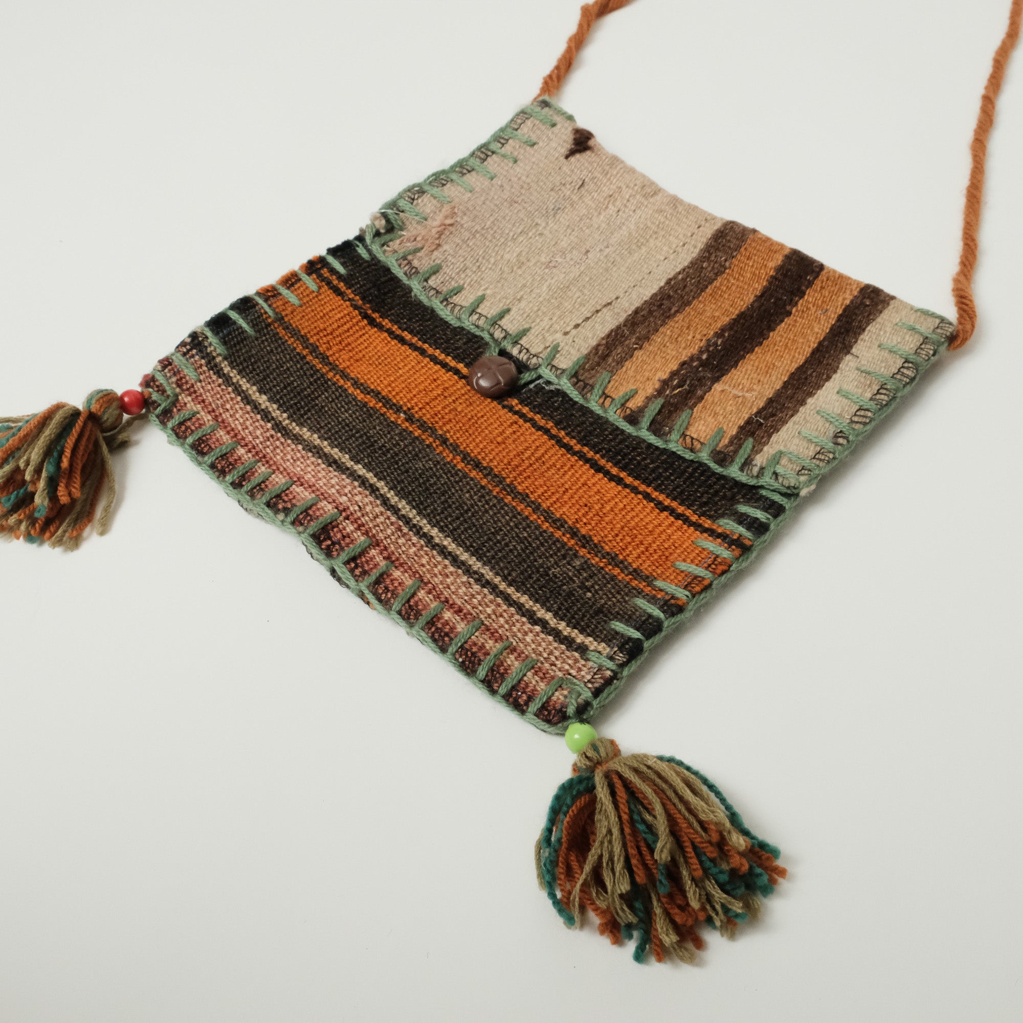 Anadolu Desenli Çok Renkli El Dokuma Yün Heybe Kilim Çanta