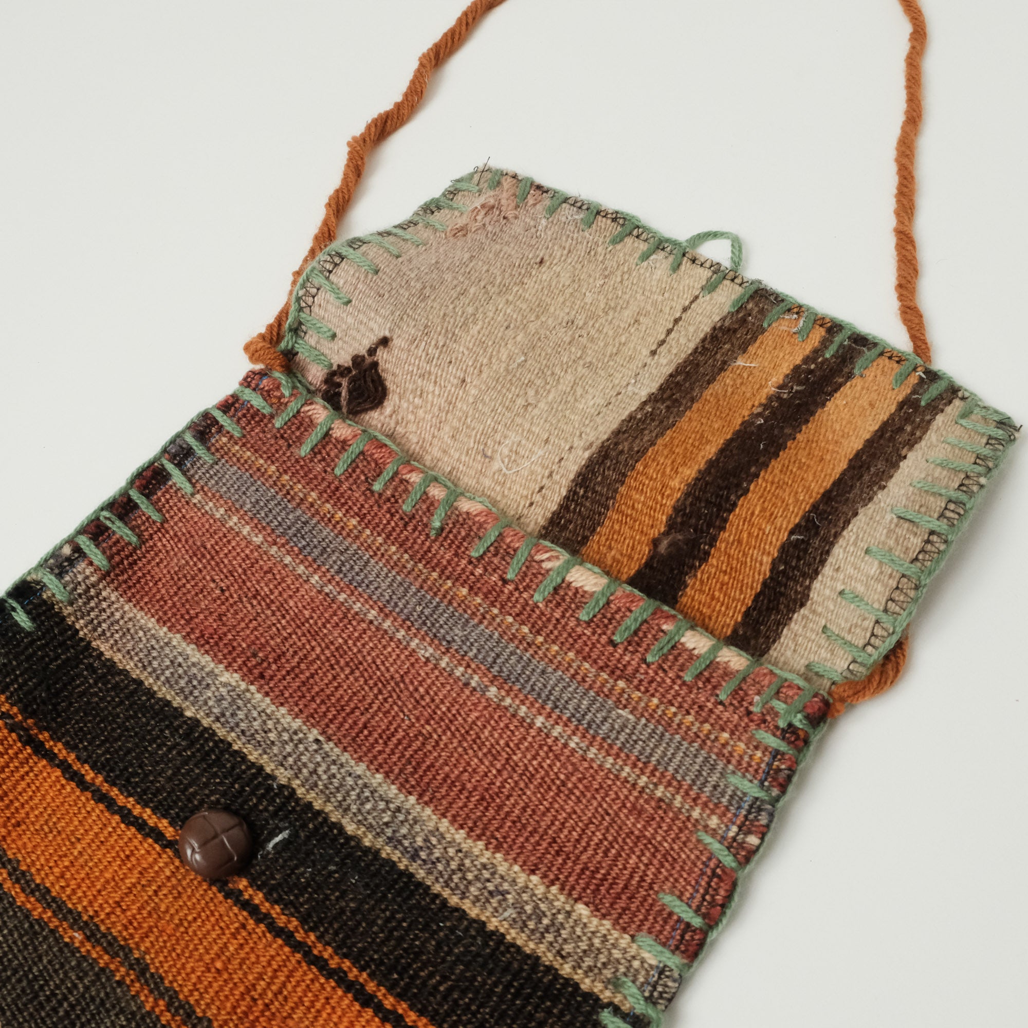 Anadolu Desenli Çok Renkli El Dokuma Yün Heybe Kilim Çanta