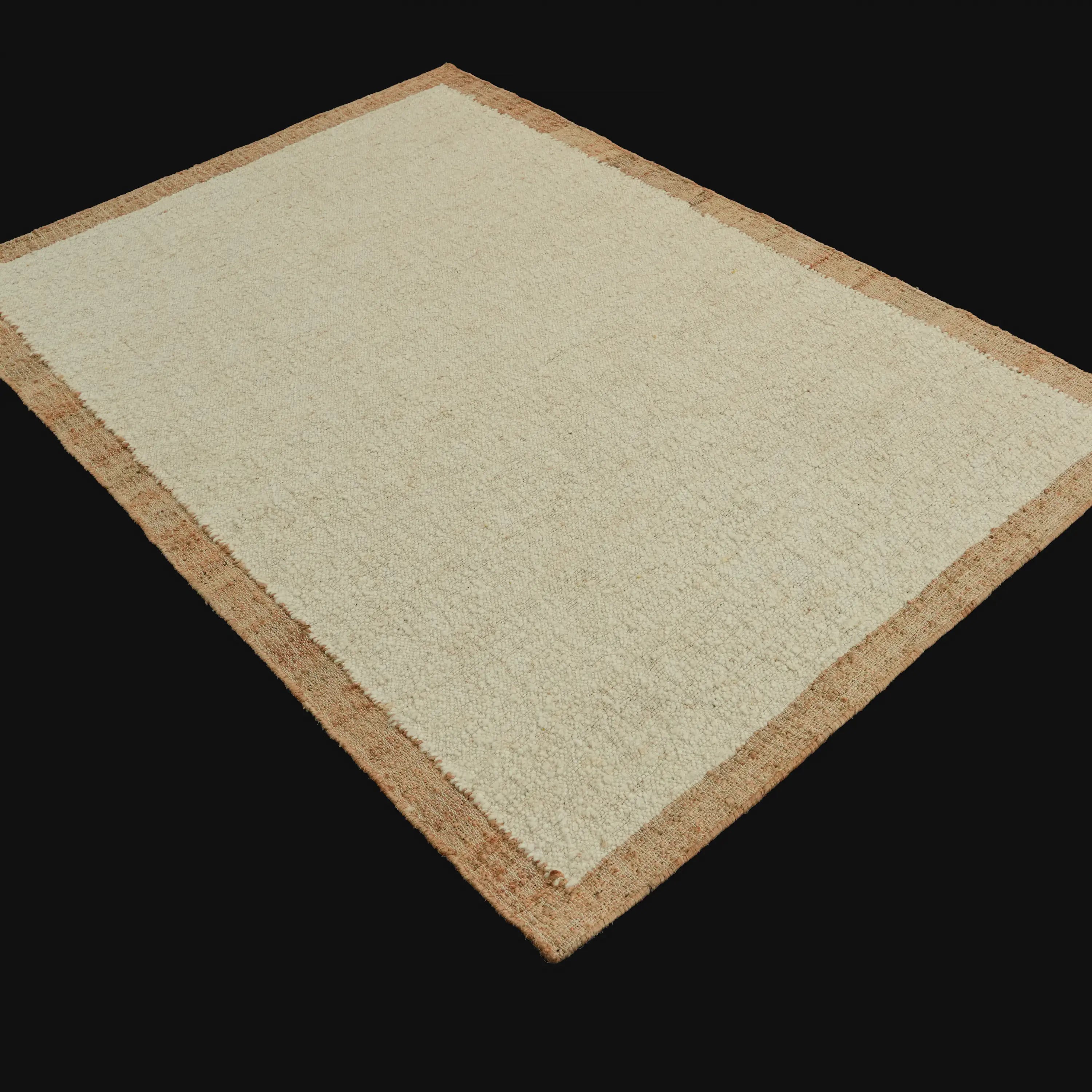 Otto Jüt Serisi El Dokuma Sade Desenli Krem Halı