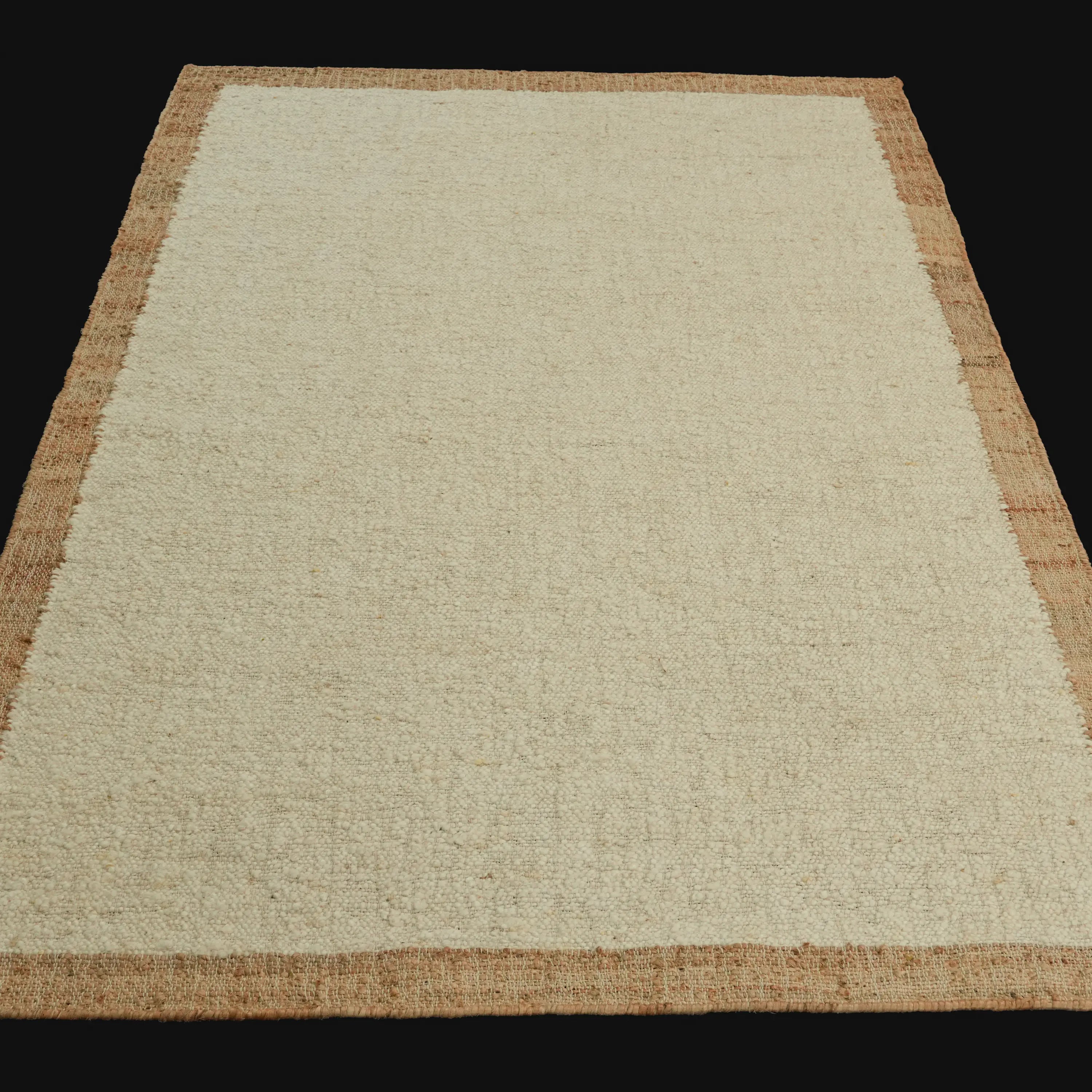 Otto Jüt Serisi El Dokuma Sade Desenli Krem Halı