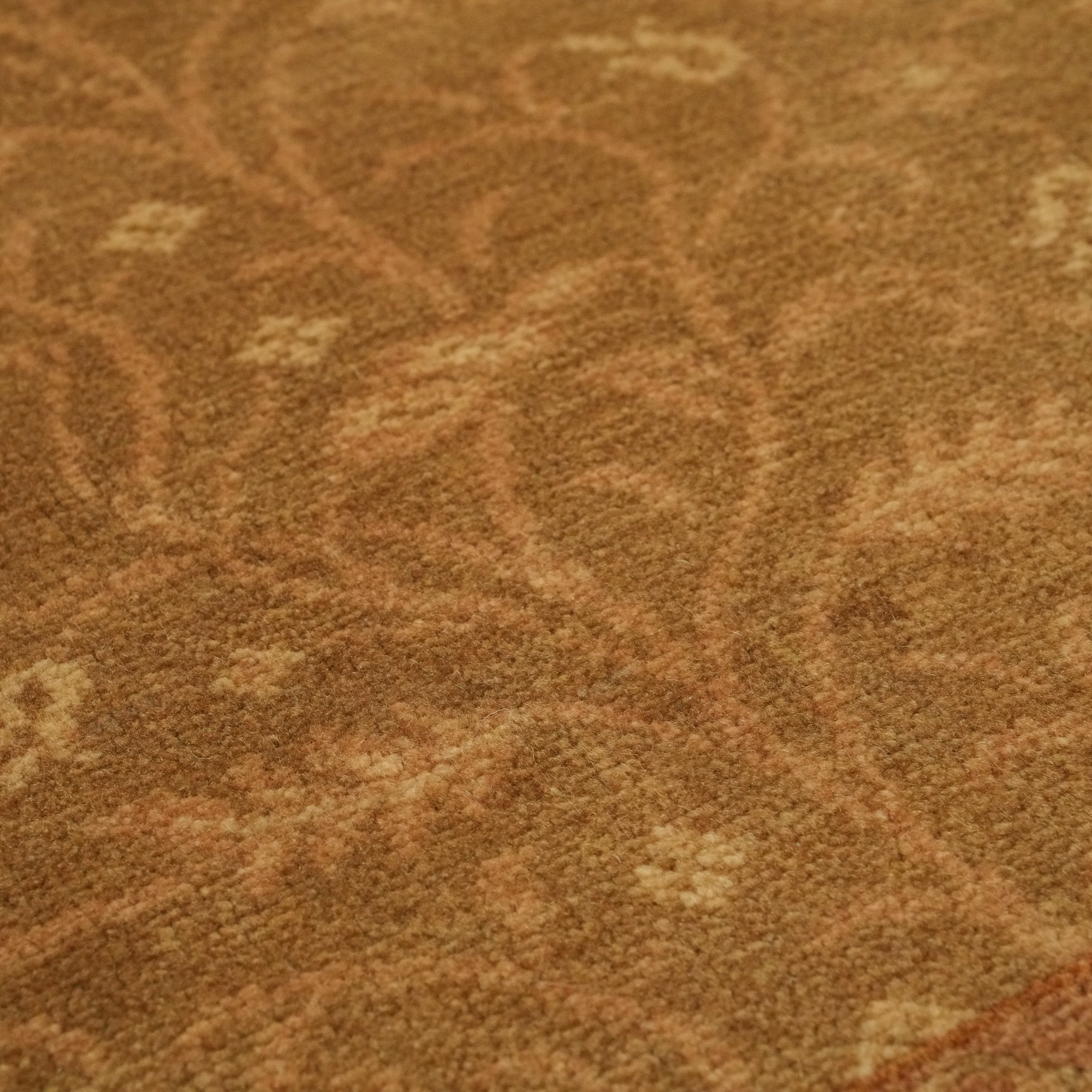 Ottoman Serisi El Dokuma Çerçeve Desenli Kahverengi Yün Halı