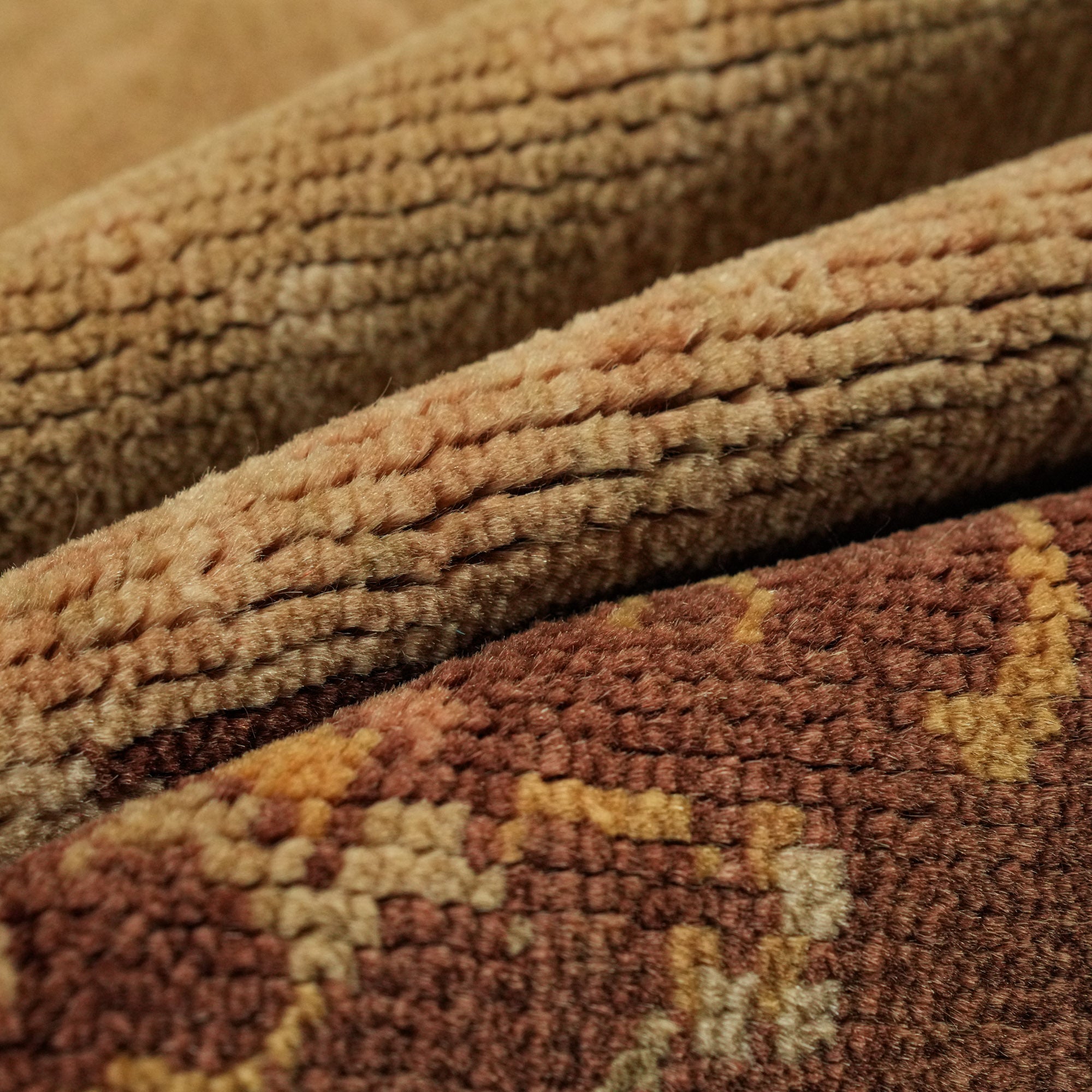 Ottoman Serisi El Dokuma Çerçeve Desenli Kahverengi Yün Halı