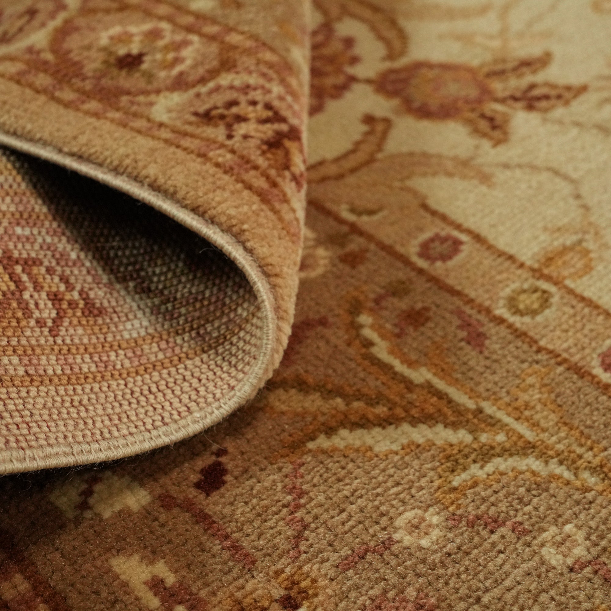 Ottoman Series Handwoven Floral Pattern Cream Wool Rug