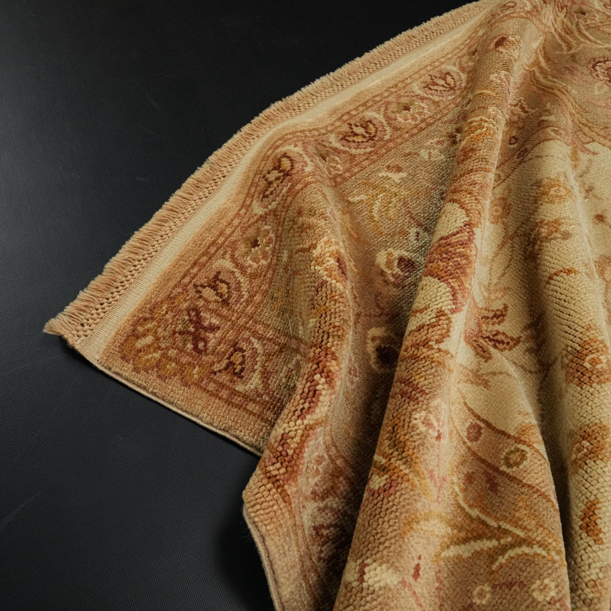 Ottoman Series Handwoven Floral Pattern Cream Wool Rug