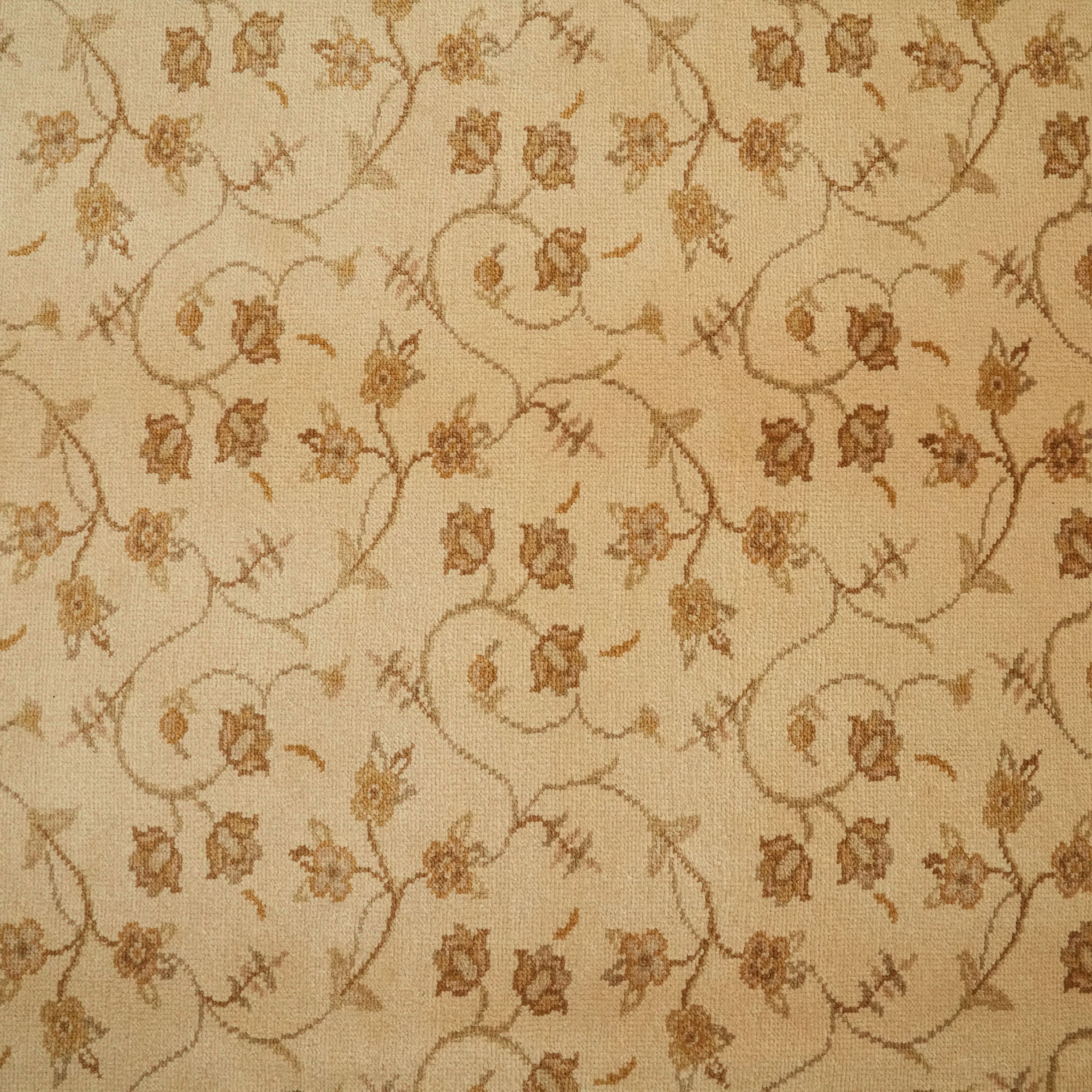 Ottoman Series Handwoven Floral Pattern Cream Wool Rug