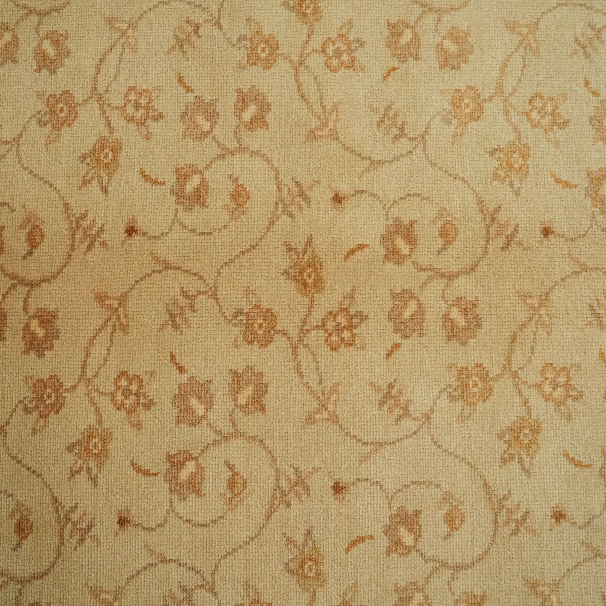 Ottoman Series Handwoven Floral Pattern Cream Wool Rug