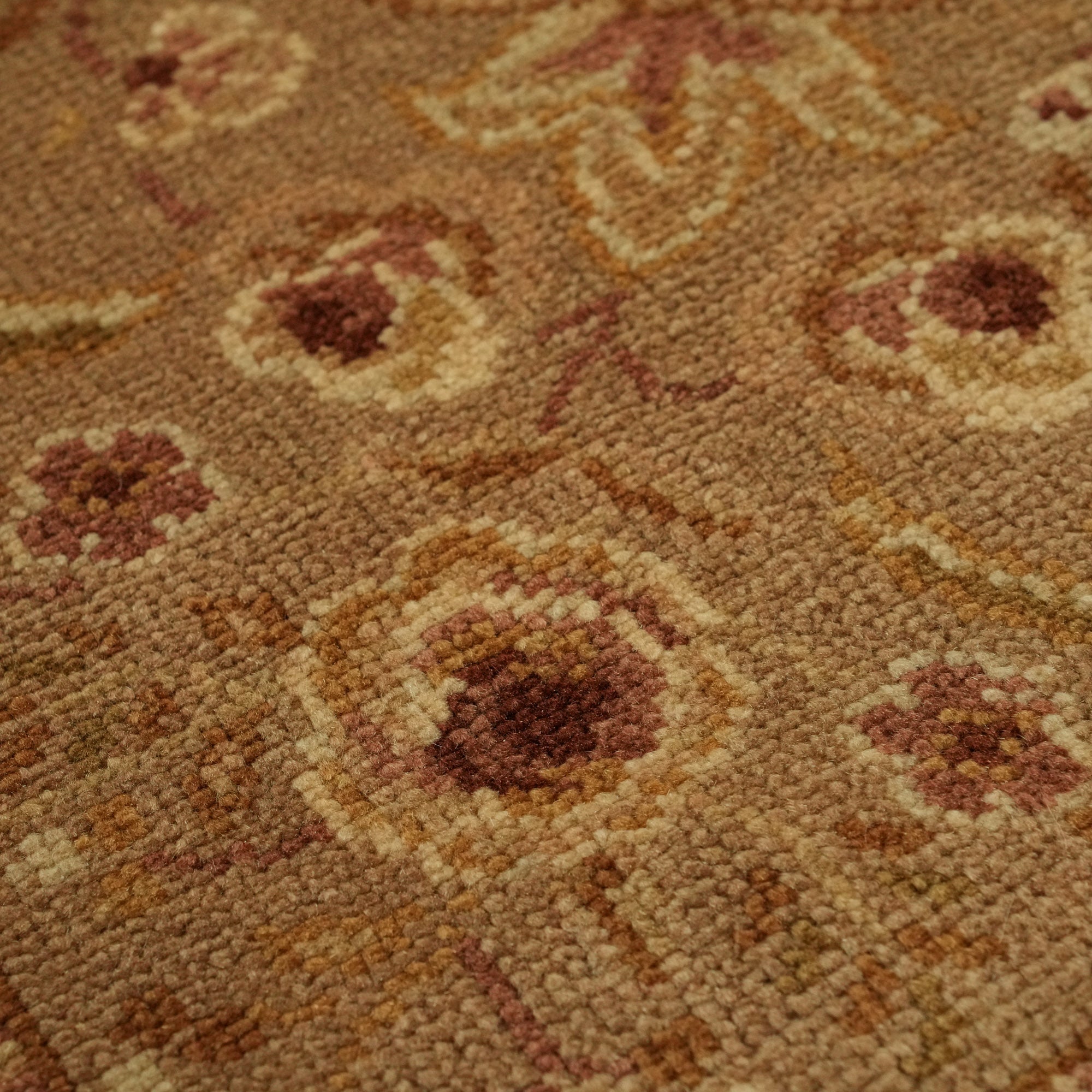 Ottoman Series Handwoven Floral Pattern Cream Wool Rug