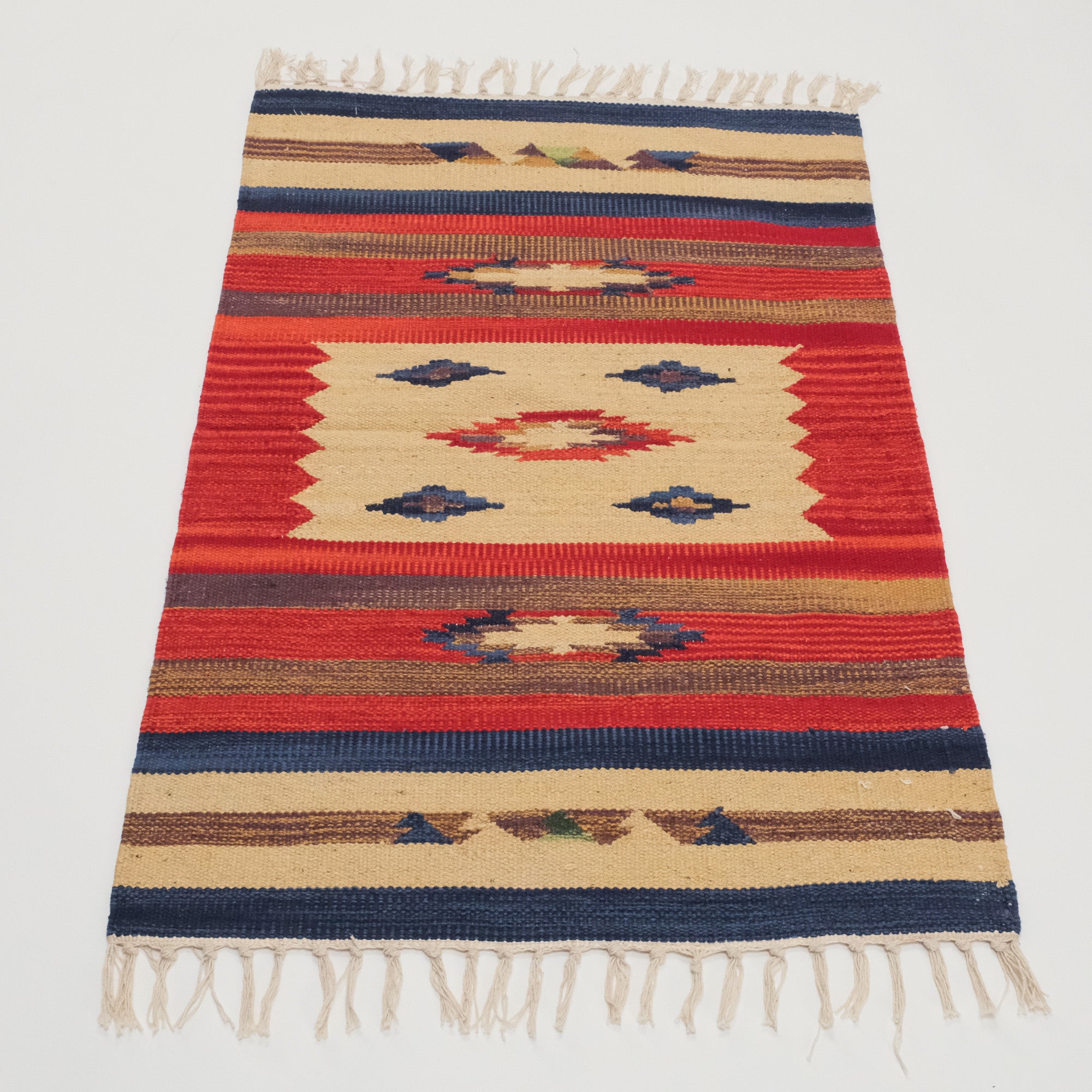 Panayır Serisi Rengarenk Etnik Desenli El Dokuma Pamuk Anadolu Kilim