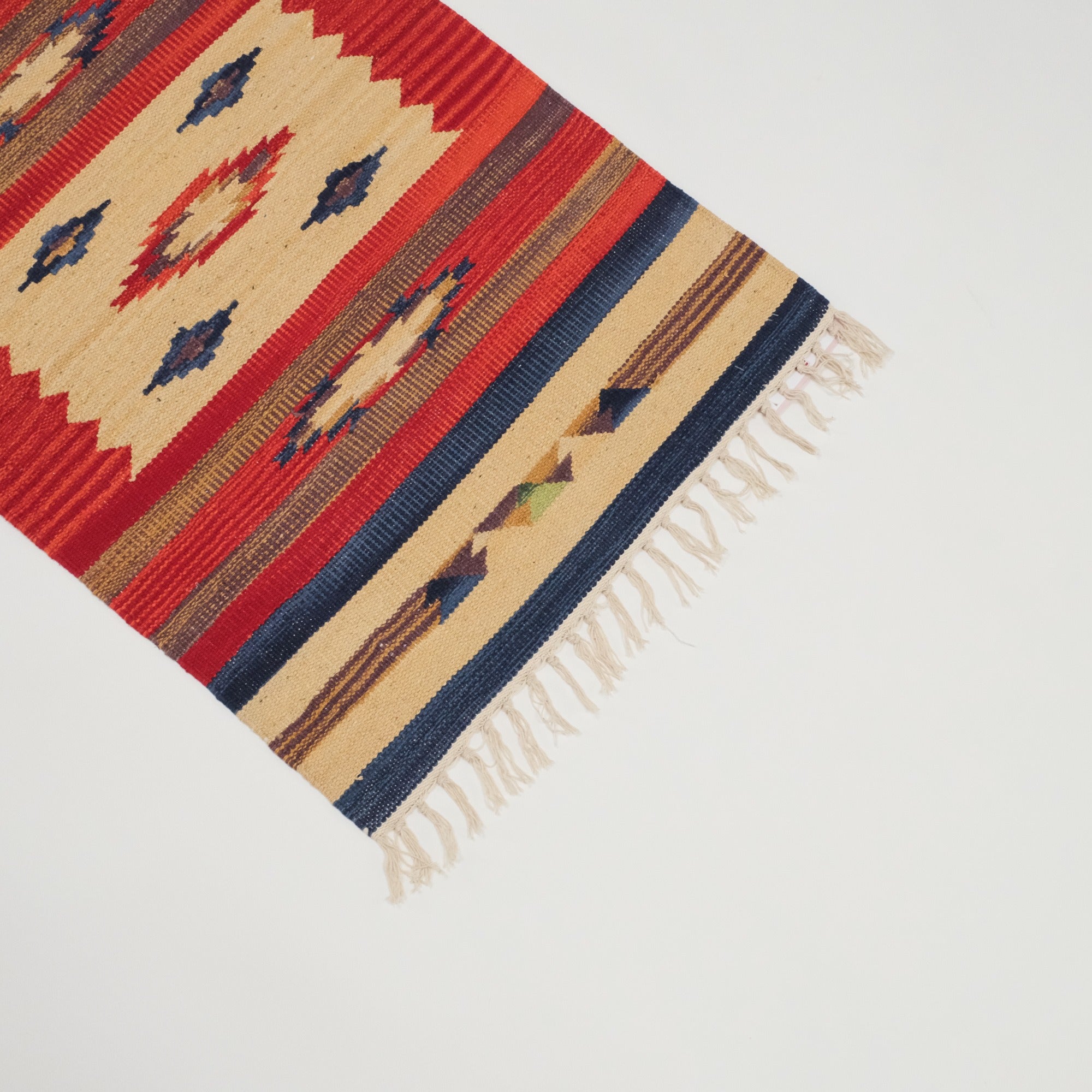 Panayır Serisi Rengarenk Etnik Desenli El Dokuma Pamuk Anadolu Kilim