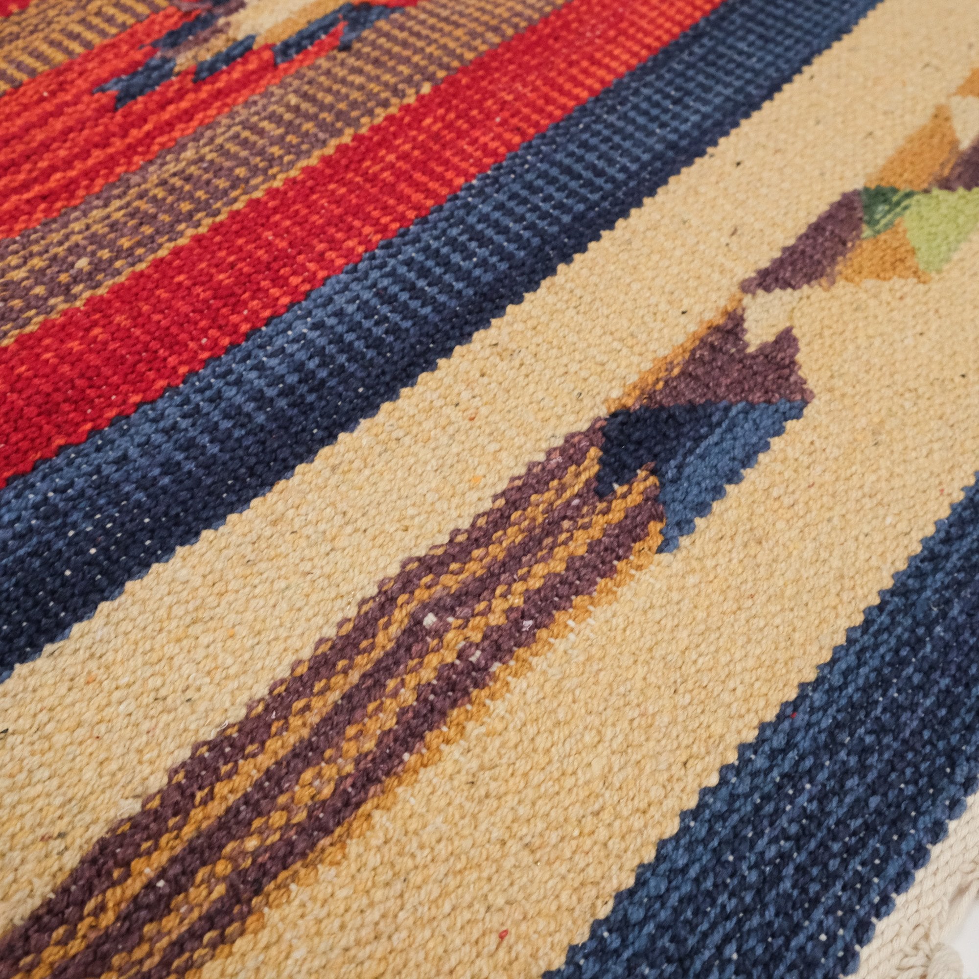 Panayır Serisi Rengarenk Etnik Desenli El Dokuma Pamuk Anadolu Kilim