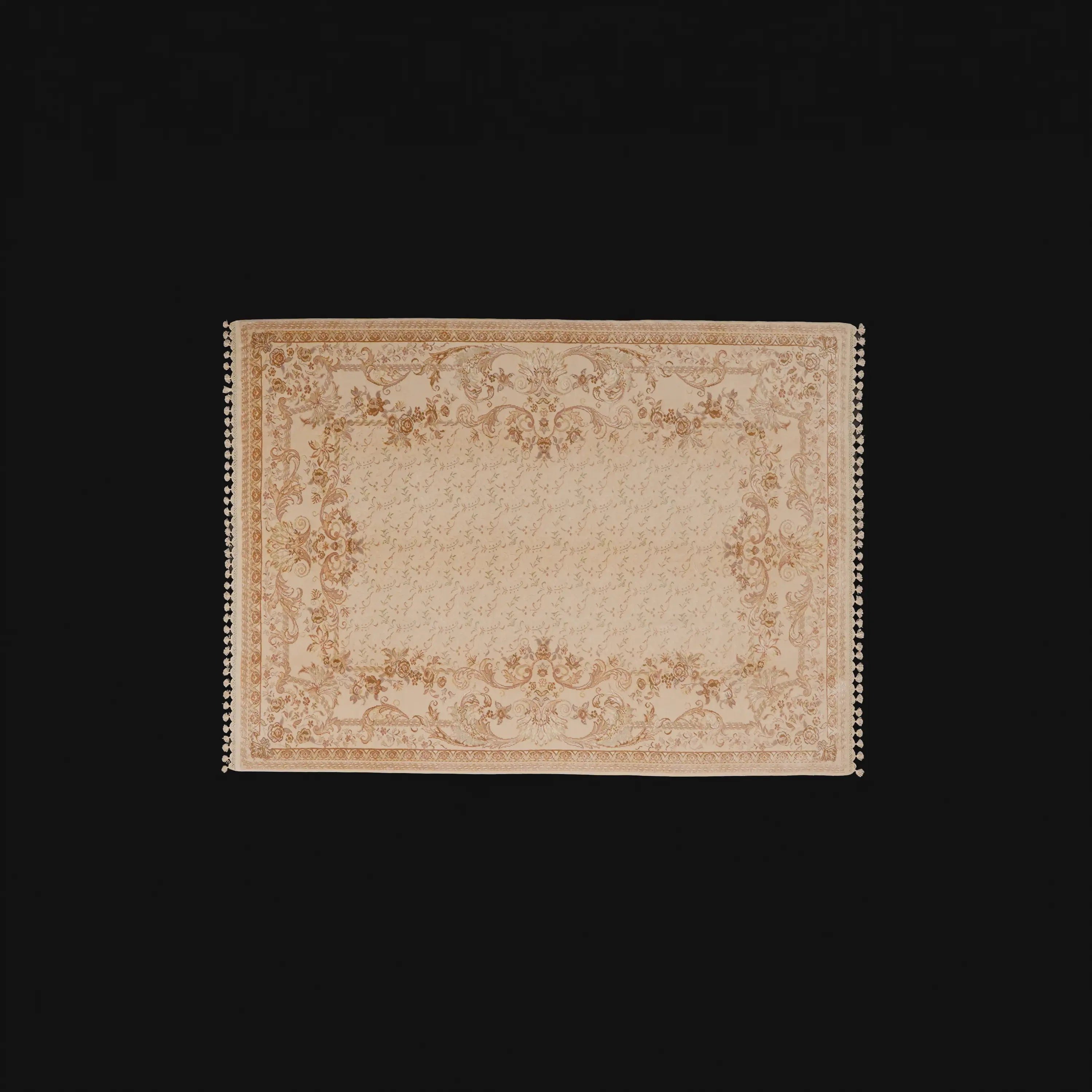 Pera Series Handwoven Flower Pattern Wool Cream Rug