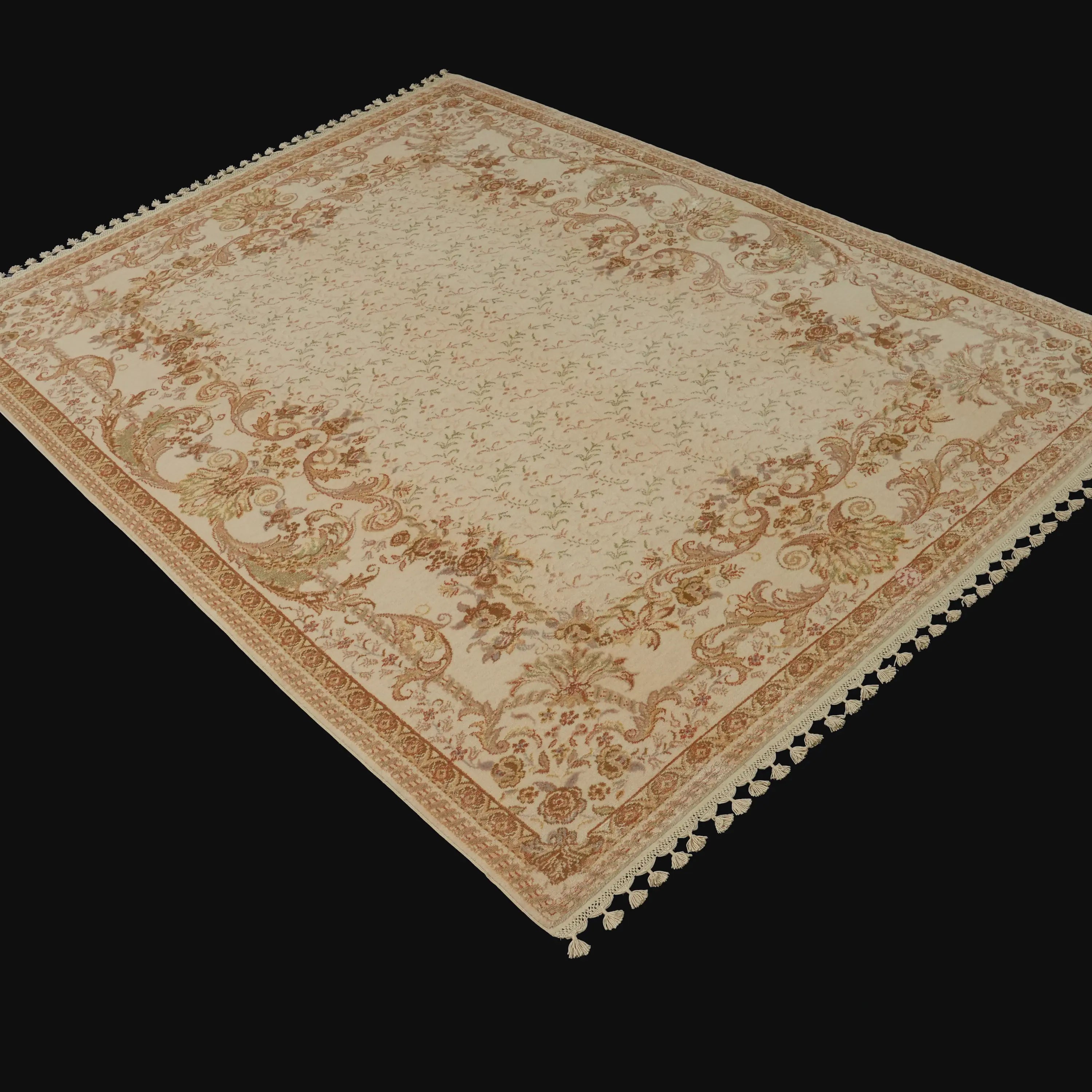 Pera Series Handwoven Flower Pattern Wool Cream Rug