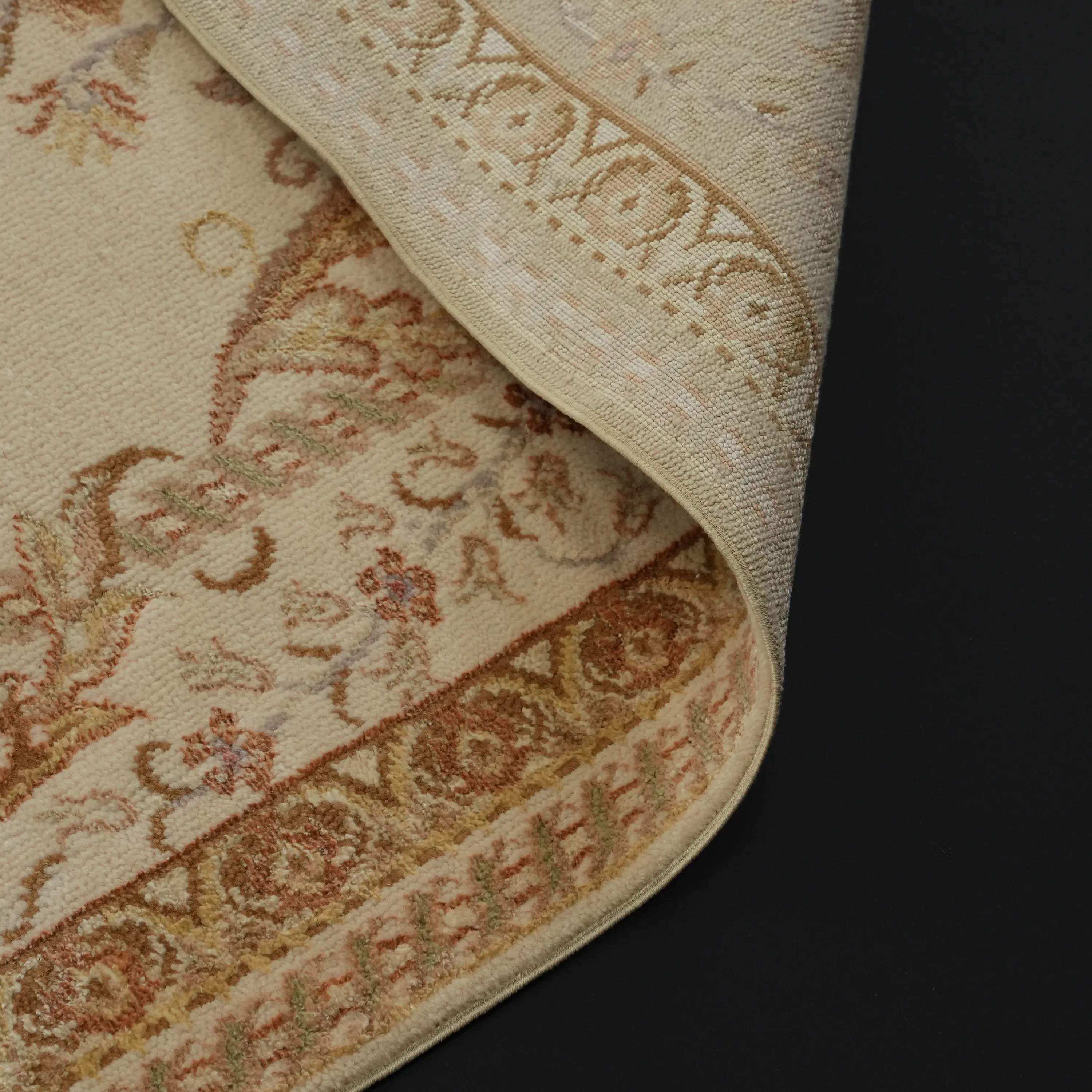 Pera Series Handwoven Flower Pattern Wool Cream Rug