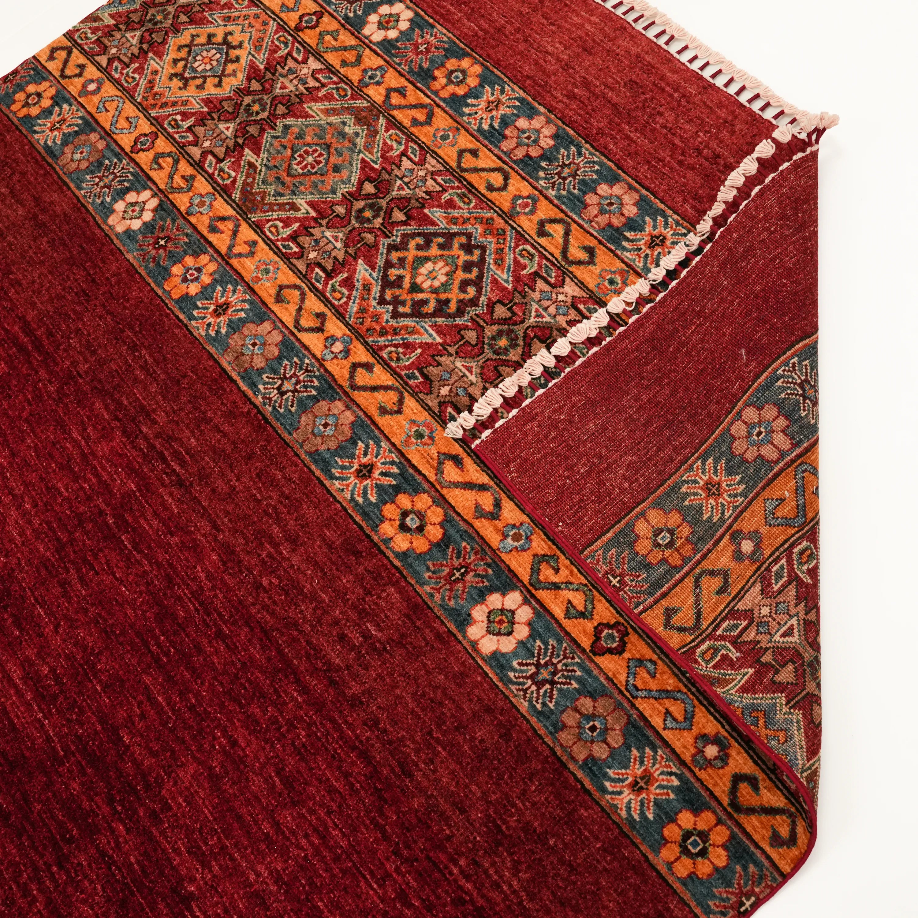 Pinhan Serisi El Dokuma Anadolu Desenli Kırmızı Yün Etnik Halı