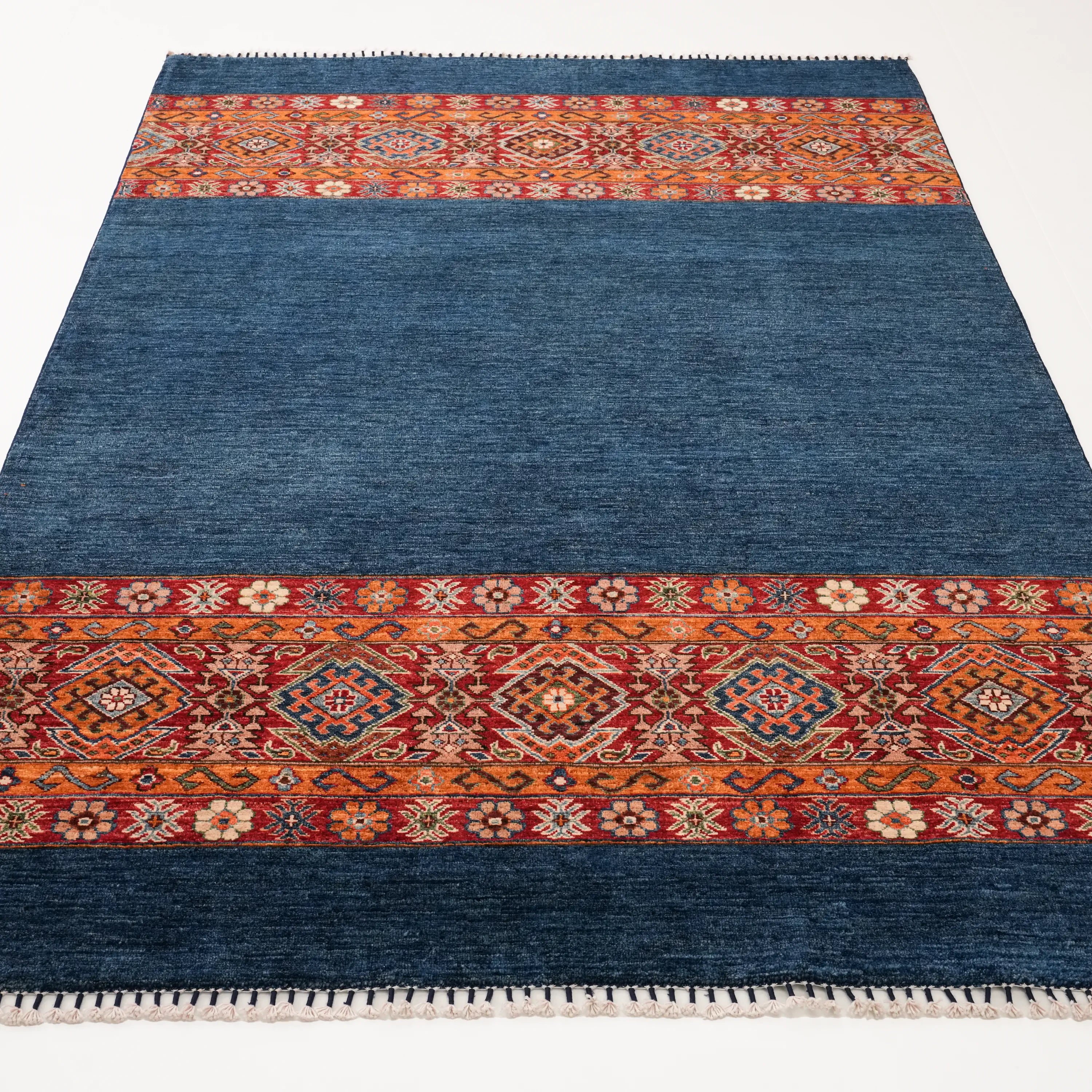 Pinhan Series Handwoven Anatolian Patterned Blue Rug