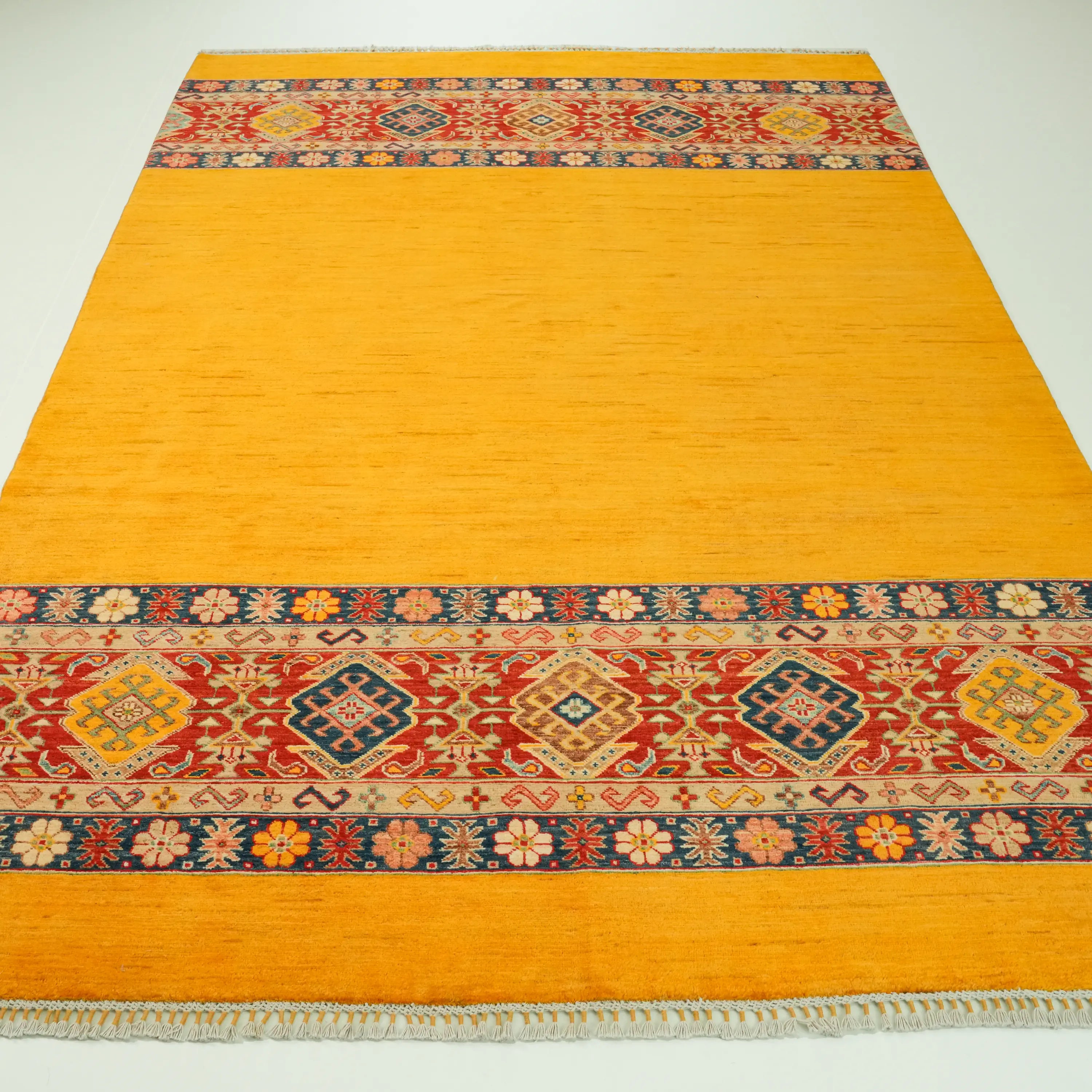 Pinhan Serisi El Dokuma Anadolu Desenli Sarı Yün Halı