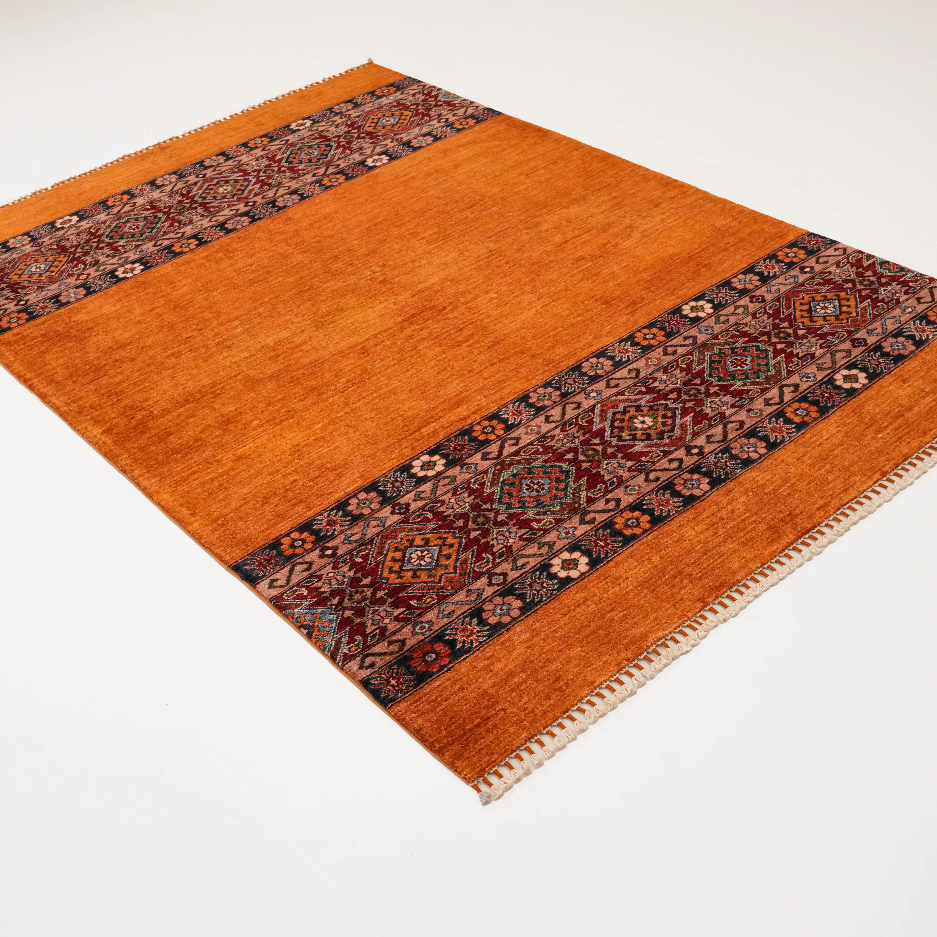 Pinhan Serisi El Dokuma Anadolu Desenli Yün Sarı Halı