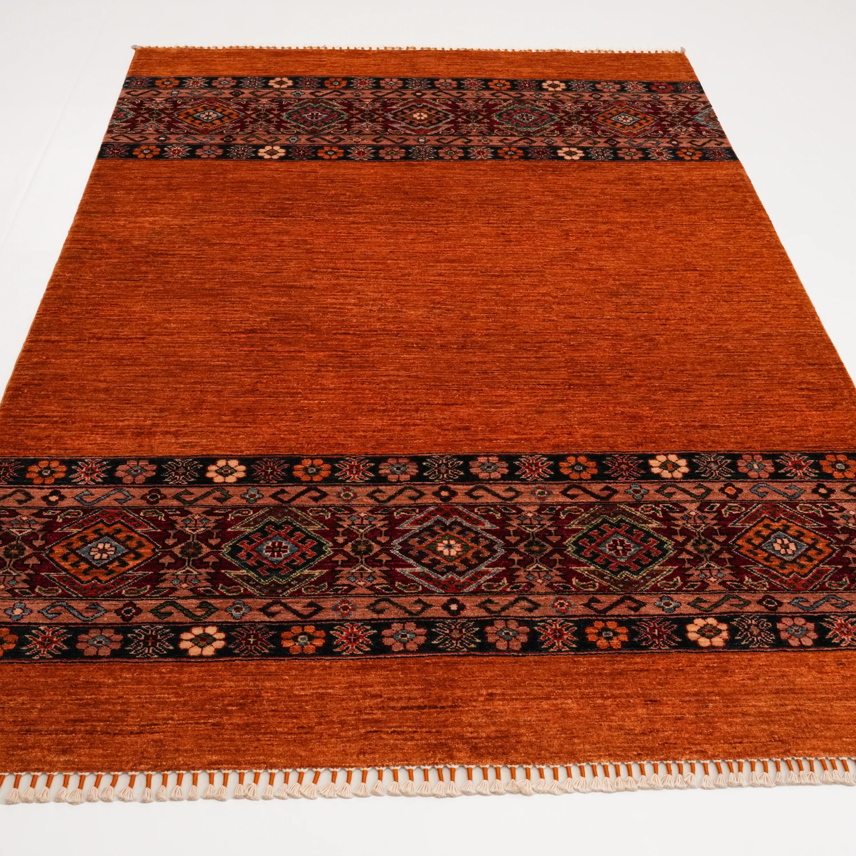 Pinhan Serisi El Dokuma Anadolu Desenli Yün Sarı Halı