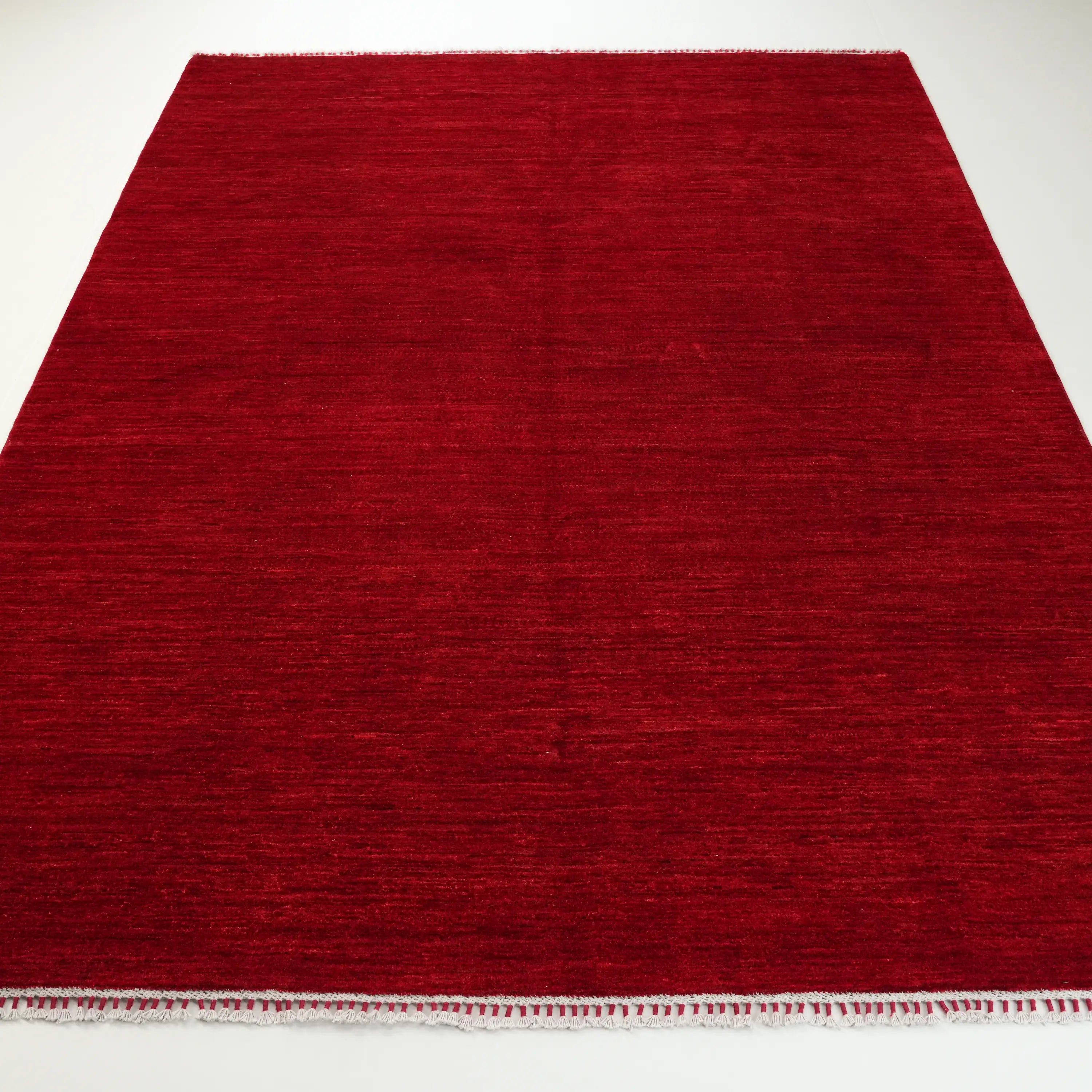 Pinhan Series Handwoven Plain Pattern Wool Red Rug