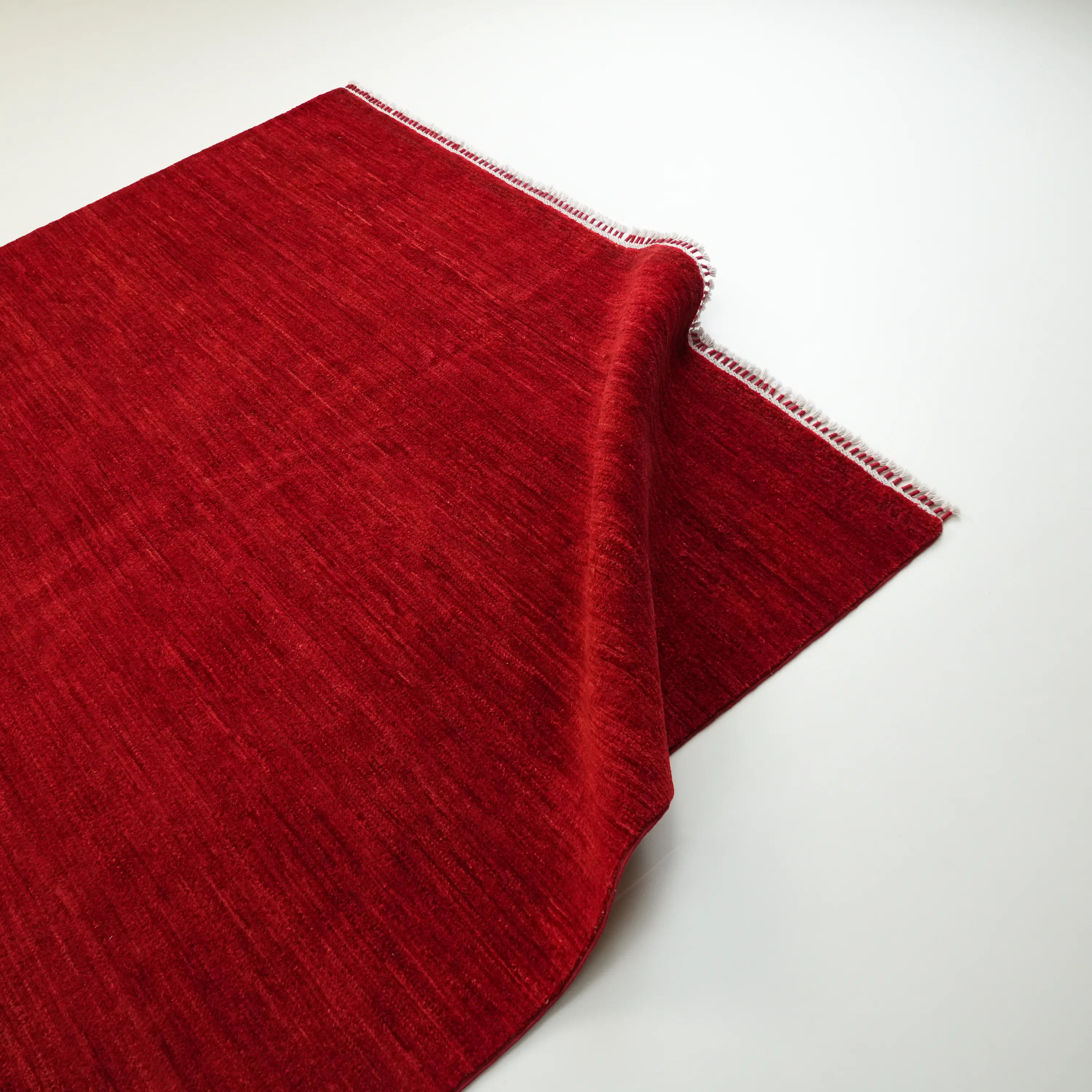 Pinhan Series Handwoven Plain Pattern Wool Red Rug