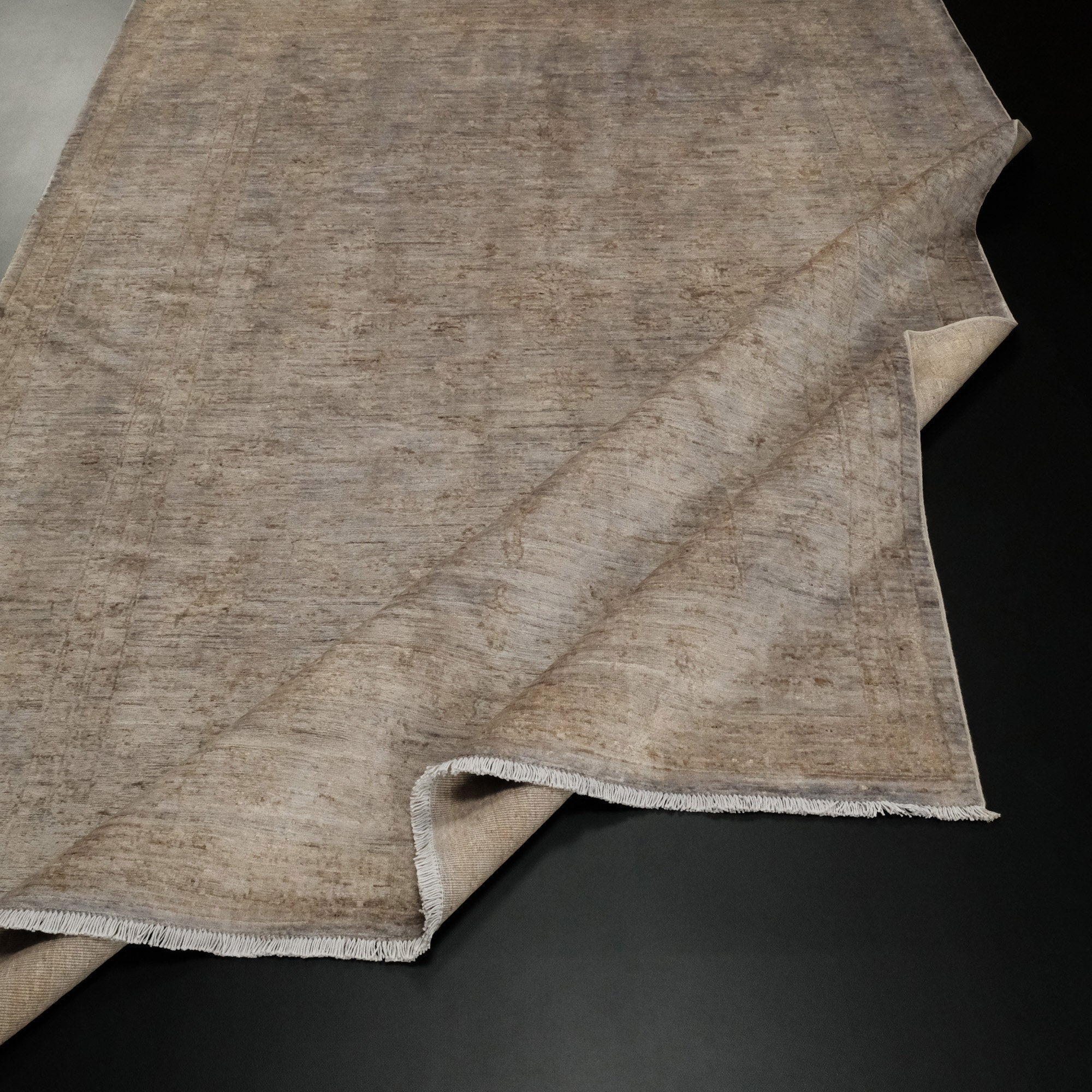 Retro Serisi El Dokuma Gri Vintage Salon Ofis Halı