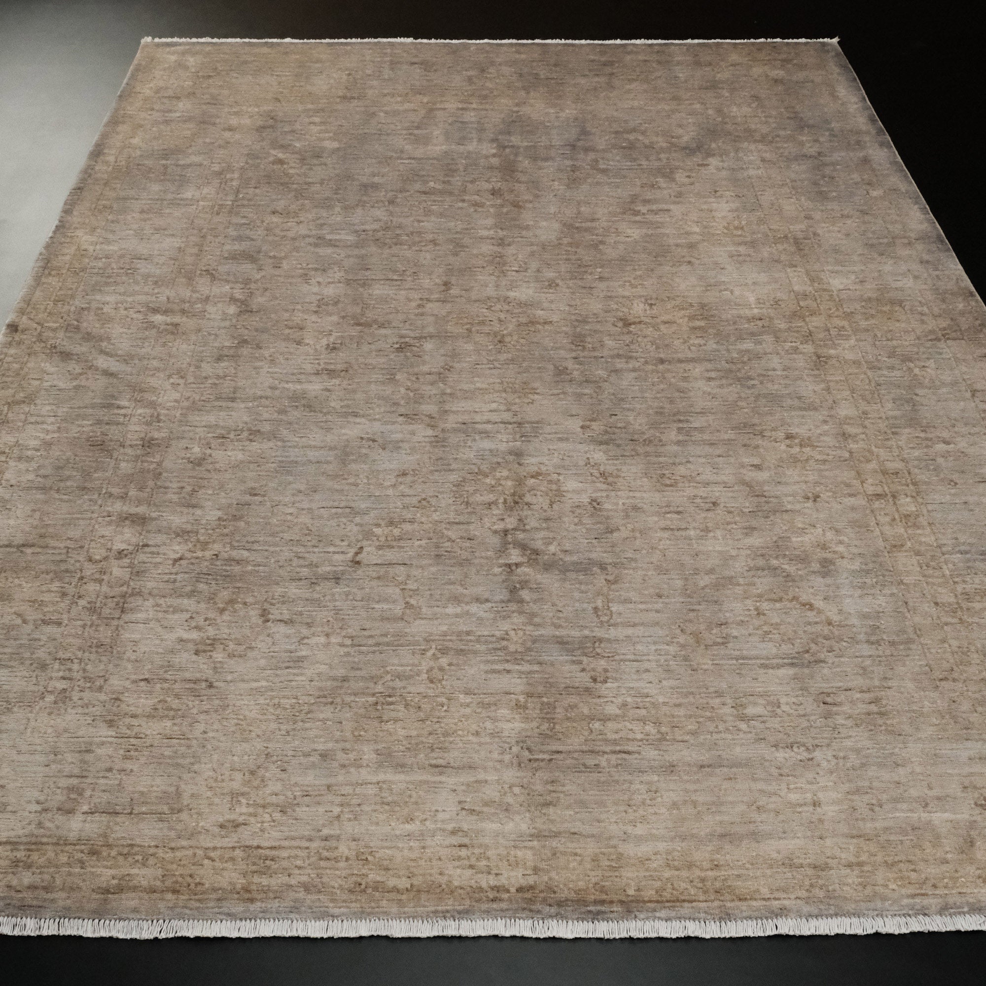 Retro Serisi El Dokuma Gri Vintage Salon Ofis Halı