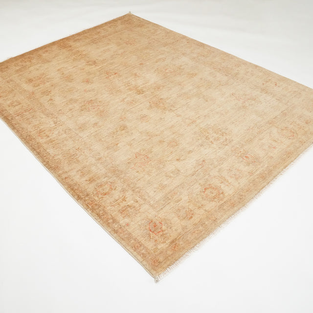 Retro Serisi El Dokuma Vintage Desenli Bej Halı, 152x200 cm — Halıcızade