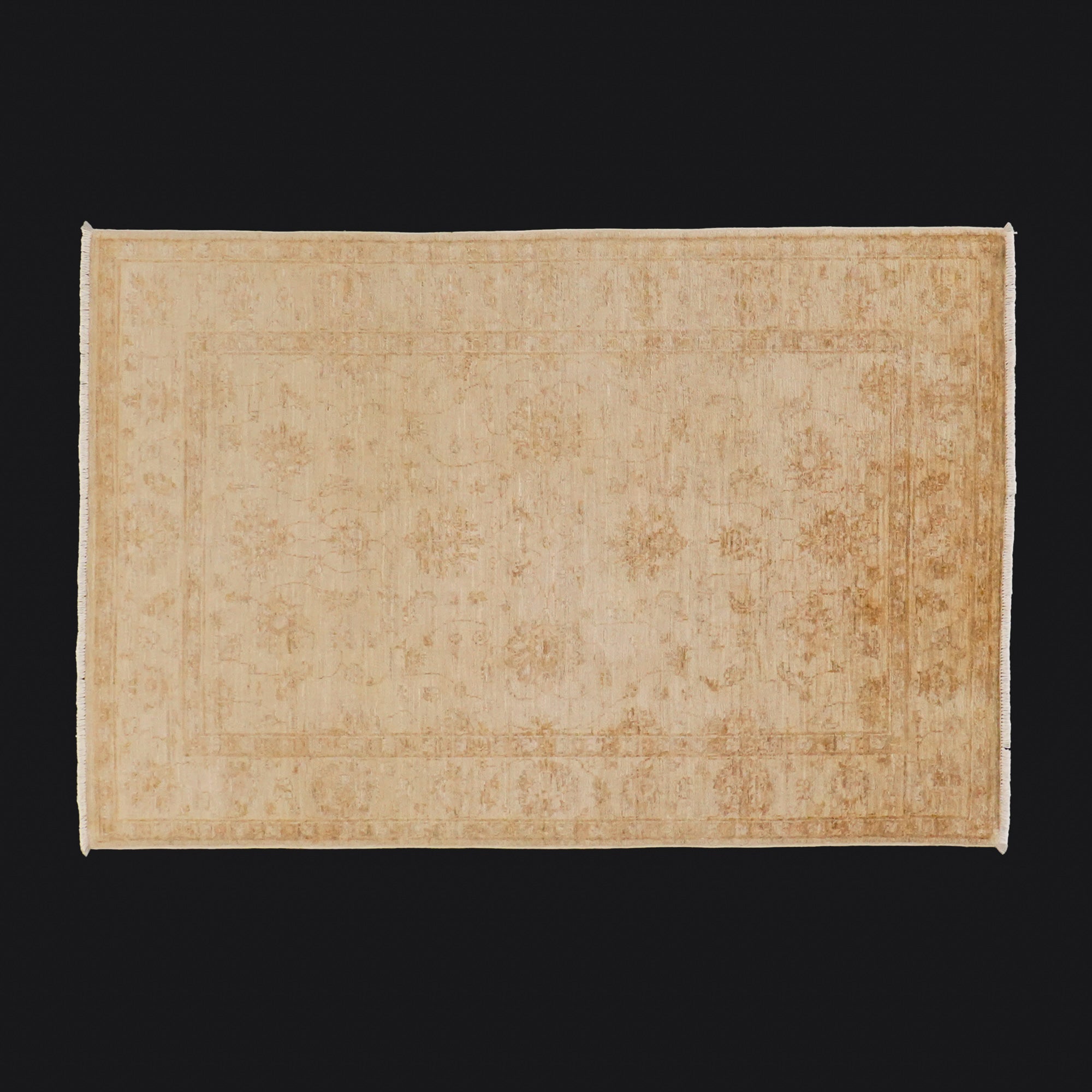 Retro Series Hand-Woven Vintage Patterned Beige Wool Carpet