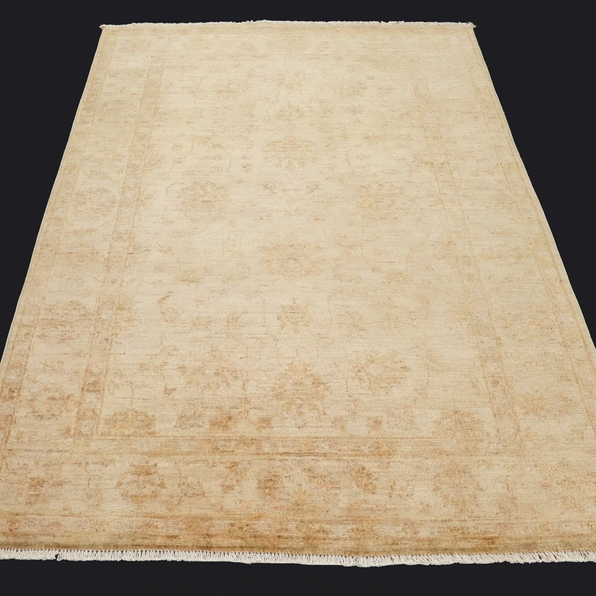 Retro Series Hand-Woven Vintage Patterned Beige Wool Carpet