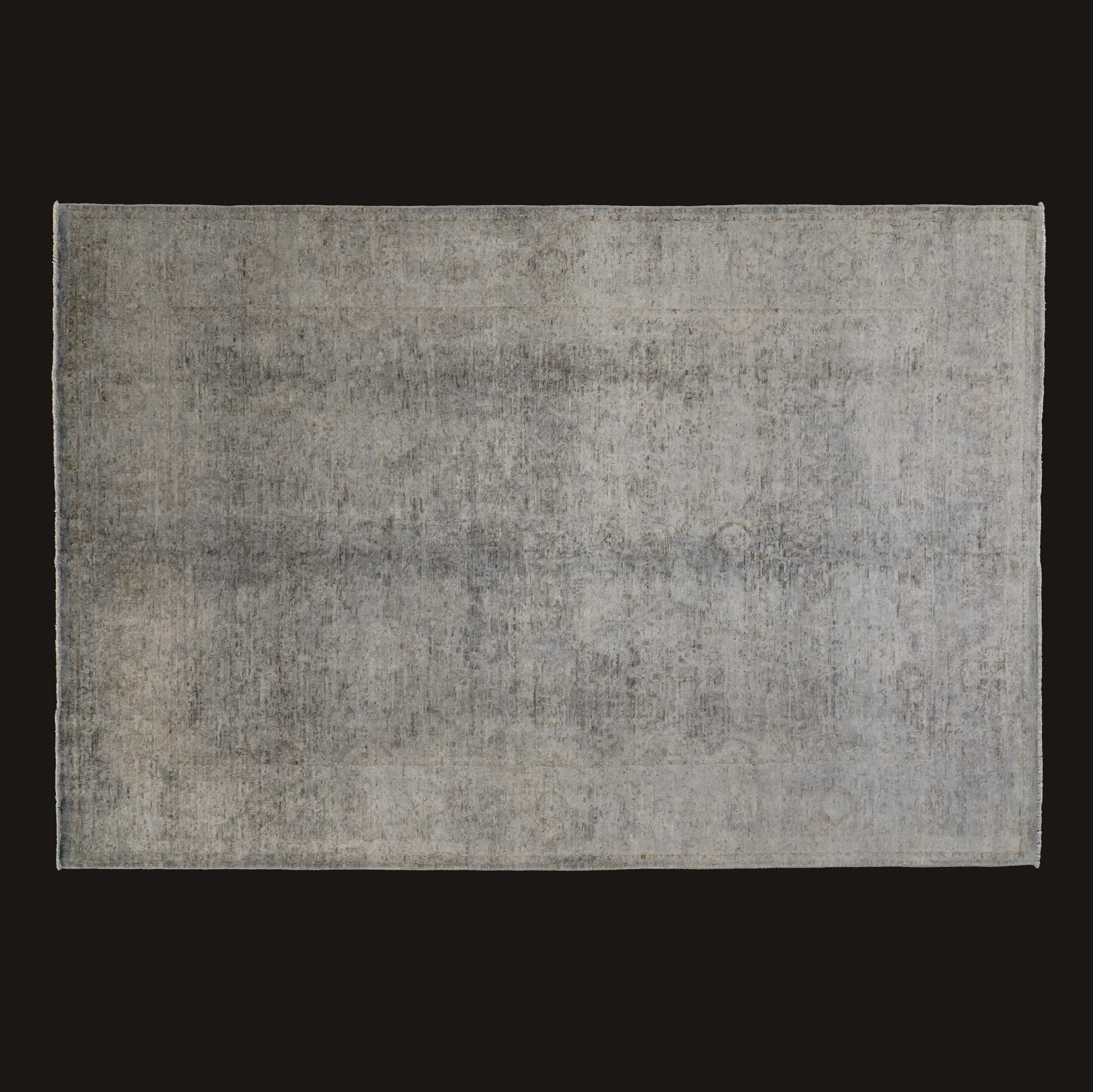 Retro Serisi El Dokuma Vintage Desenli Gri Yün Halı