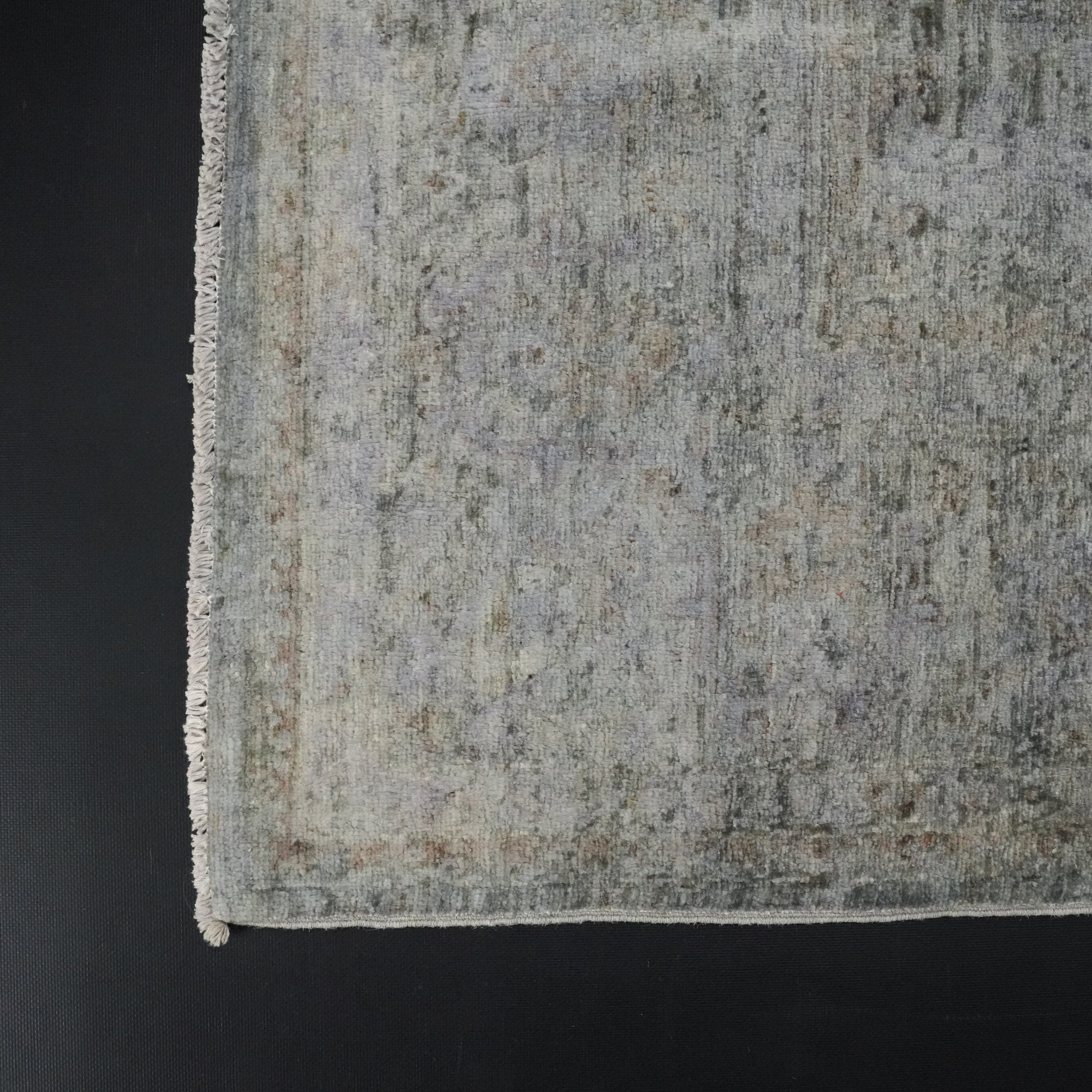 Retro Serisi El Dokuma Vintage Desenli Gri Yün Halı