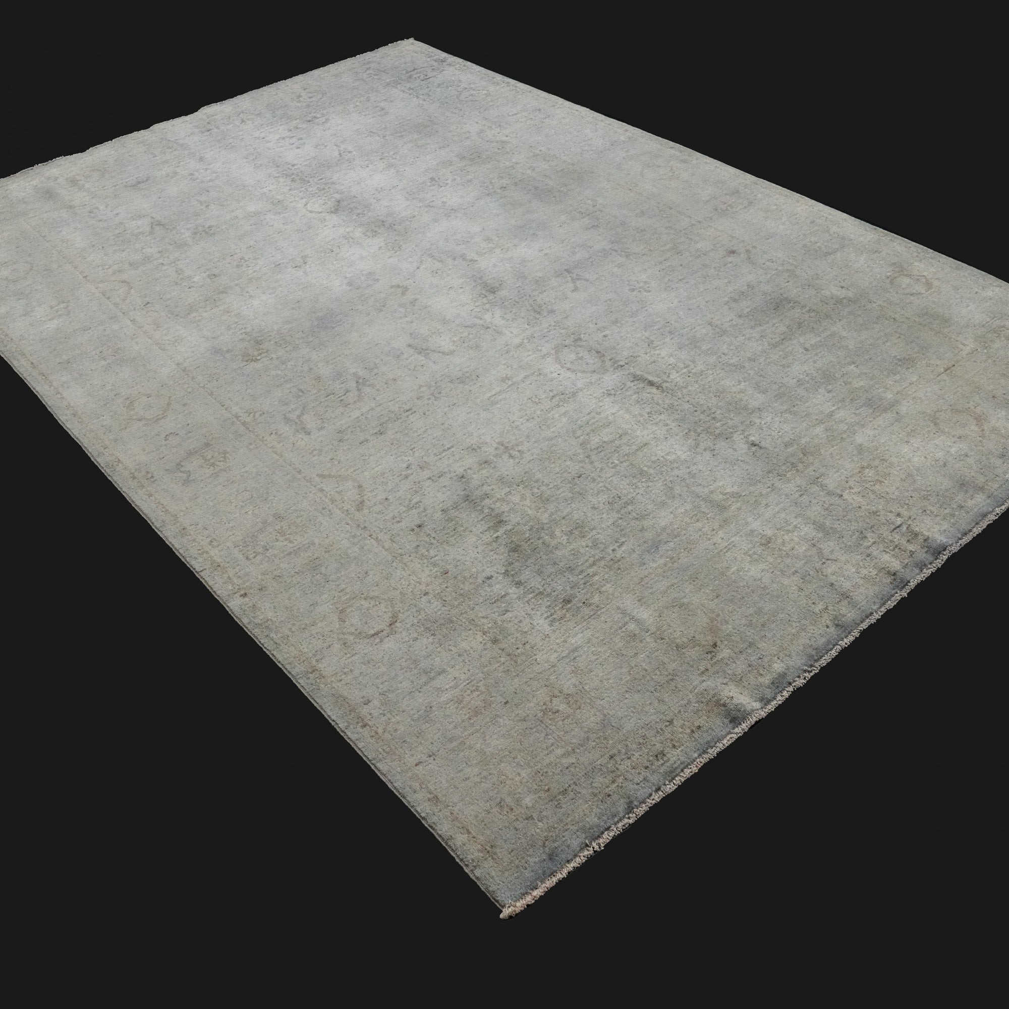 Retro Serisi El Dokuma Vintage Desenli Gri Yün Halı