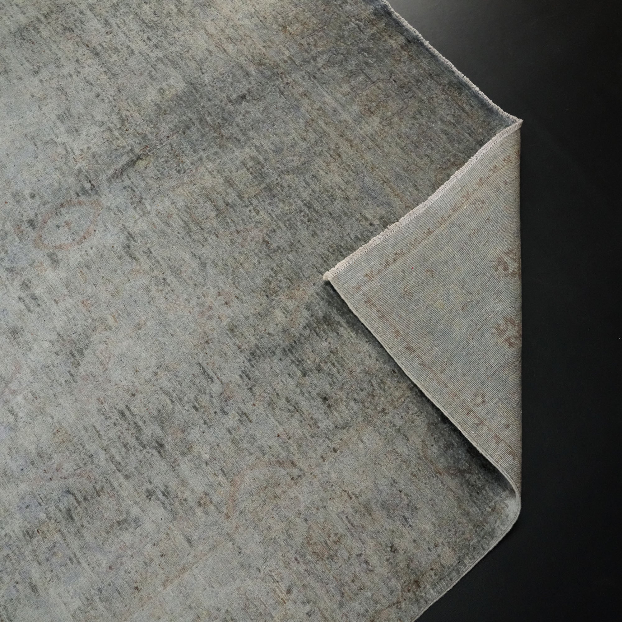 Retro Serisi El Dokuma Vintage Desenli Gri Yün Halı