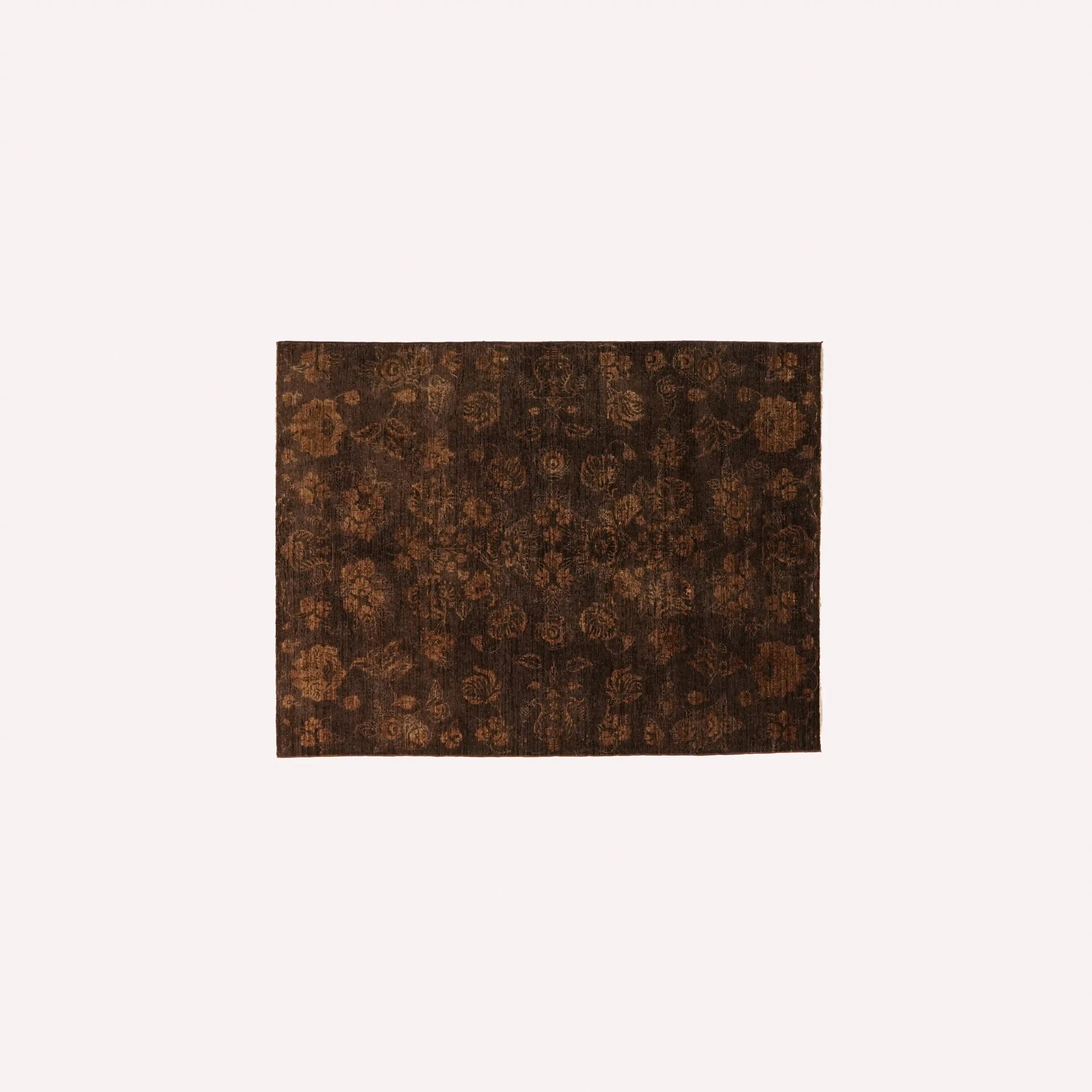 Retro Series Handwoven Vintage Patterned Brown Wool Rug
