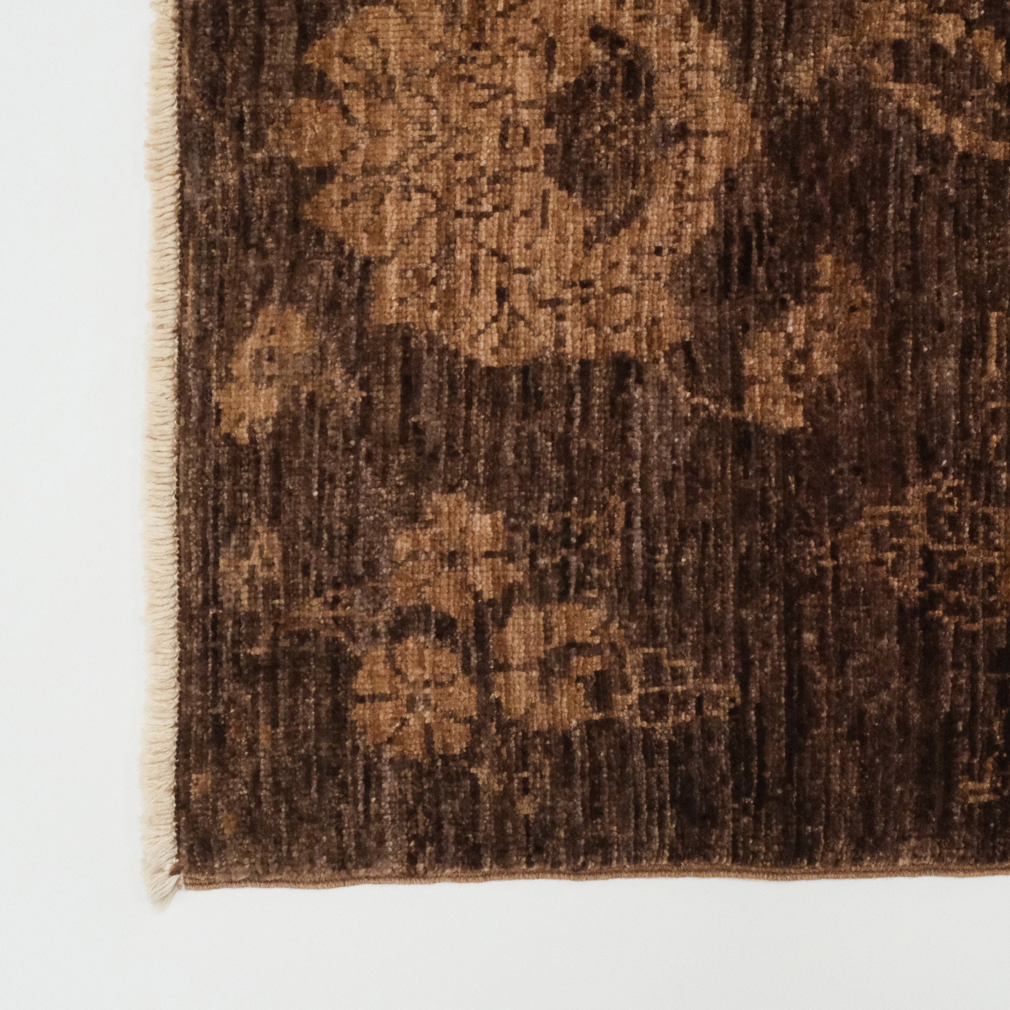 Retro Serisi El Dokuma Kahverengi Yün Vintage Halı