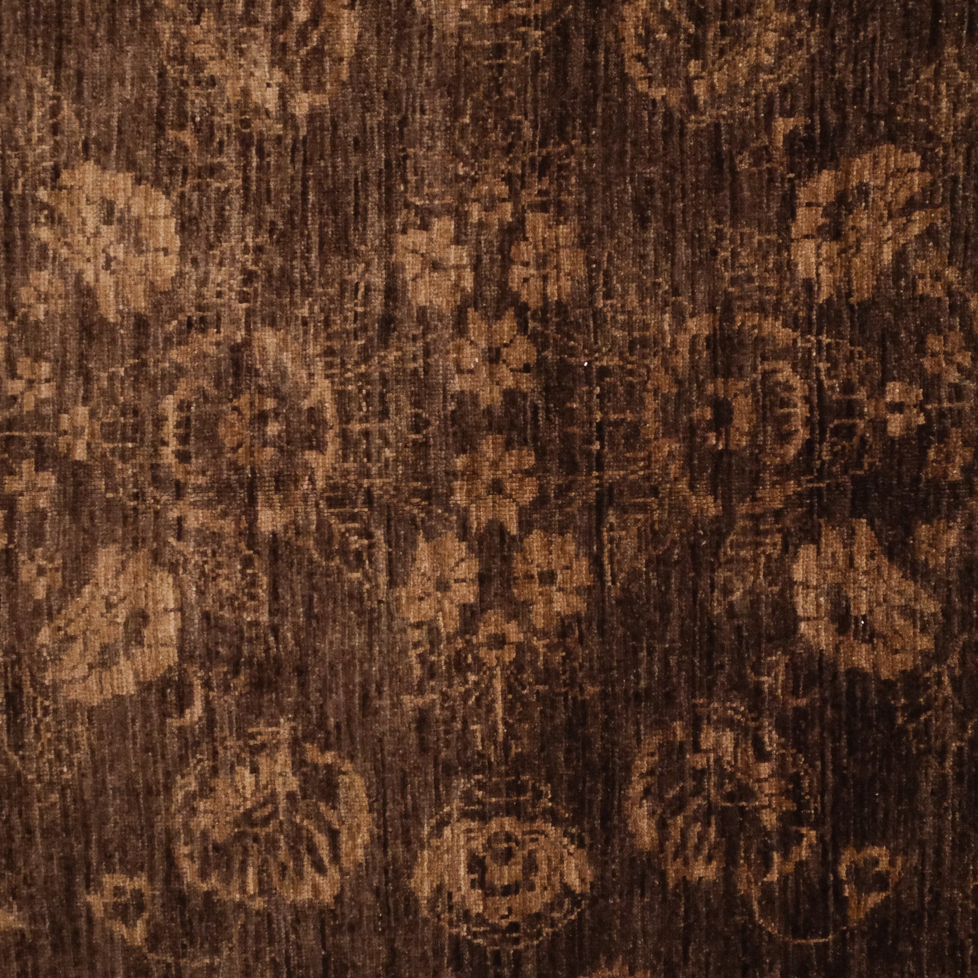 Retro Serisi El Dokuma Kahverengi Yün Vintage Halı